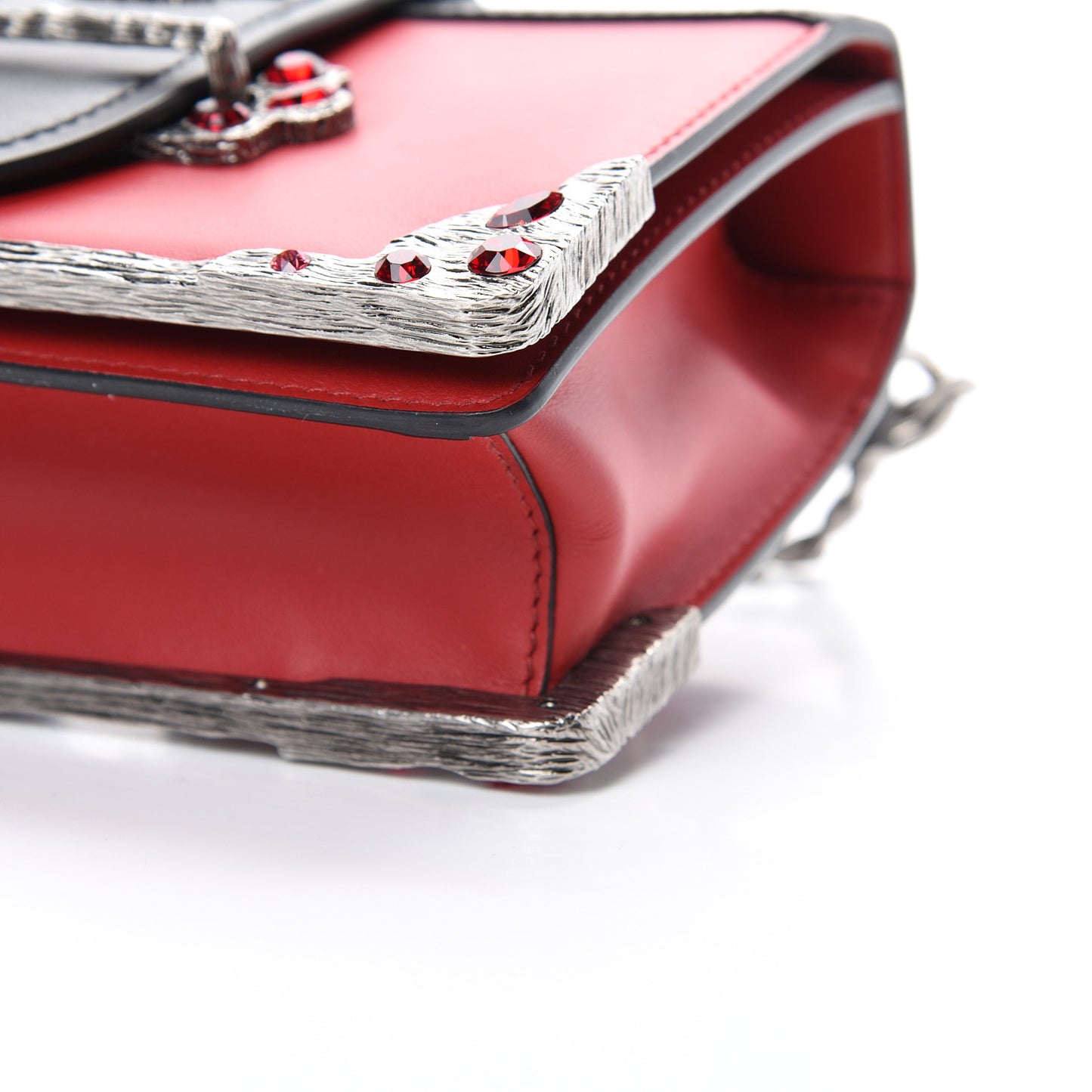 City Calfskin Saffiano Crystal Cahier Bag Fuoco Black