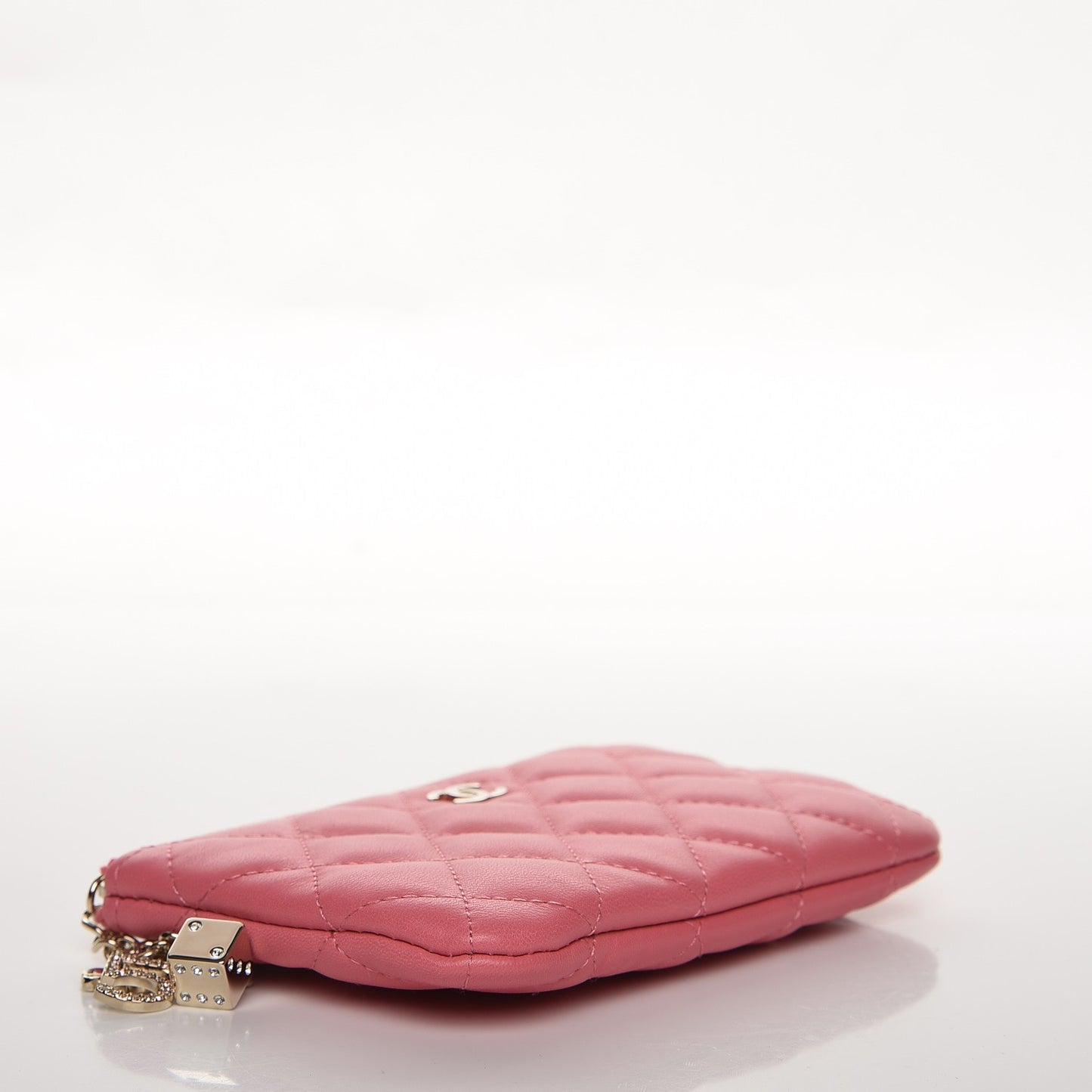 Lambskin Quilted Small Casino Cosmetic Case Pink