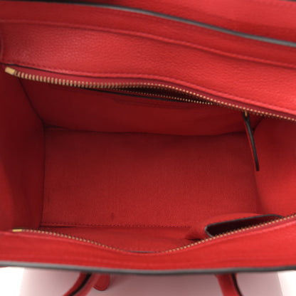 Celine Drummed Calfskin Micro Luggage Red 4 of 8
