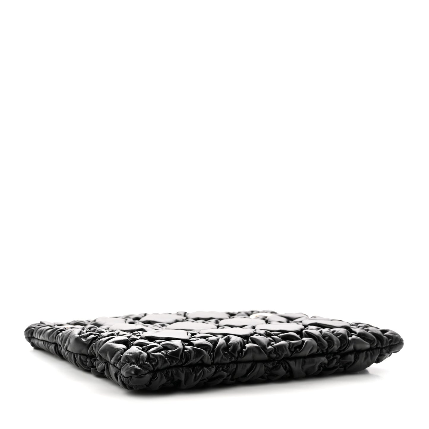 Calfskin Puffy Macrocannage Small Dior Crunchy Bag Black