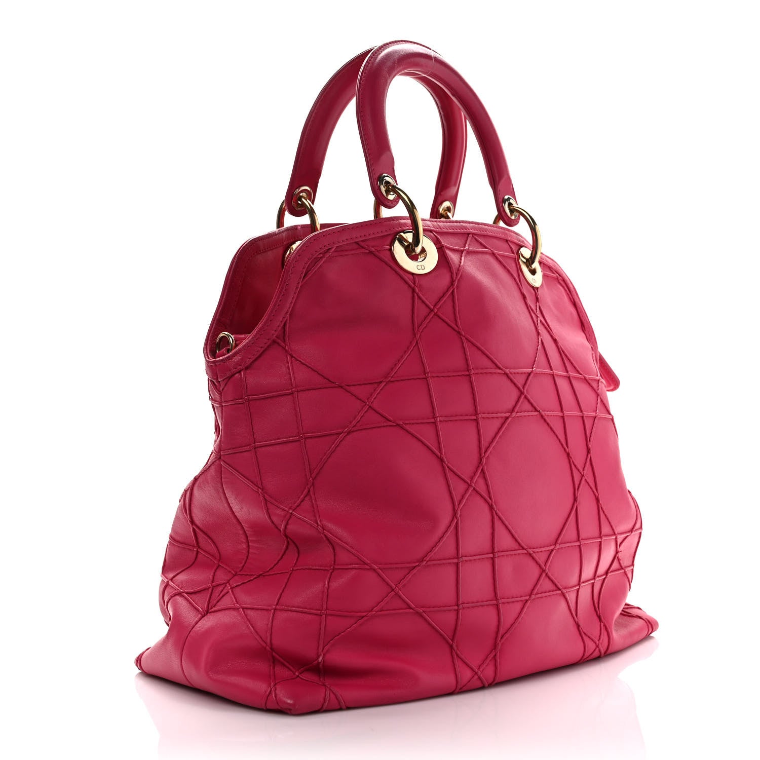 Christian Dior Lambskin Cannage Medium Granville Tote Fuchsia 3 of 11