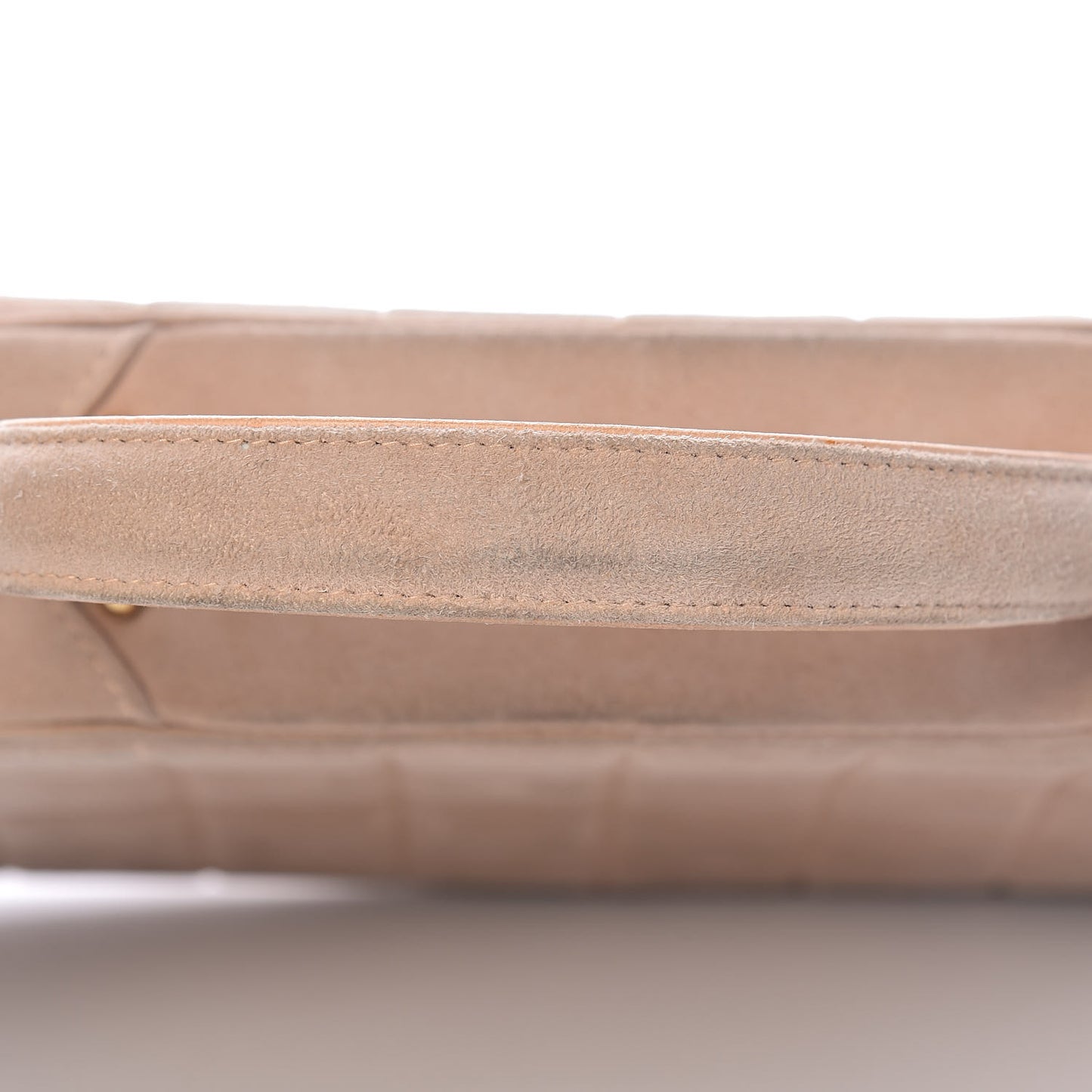 Suede Chocolate Bar Top Handle Flap Beige