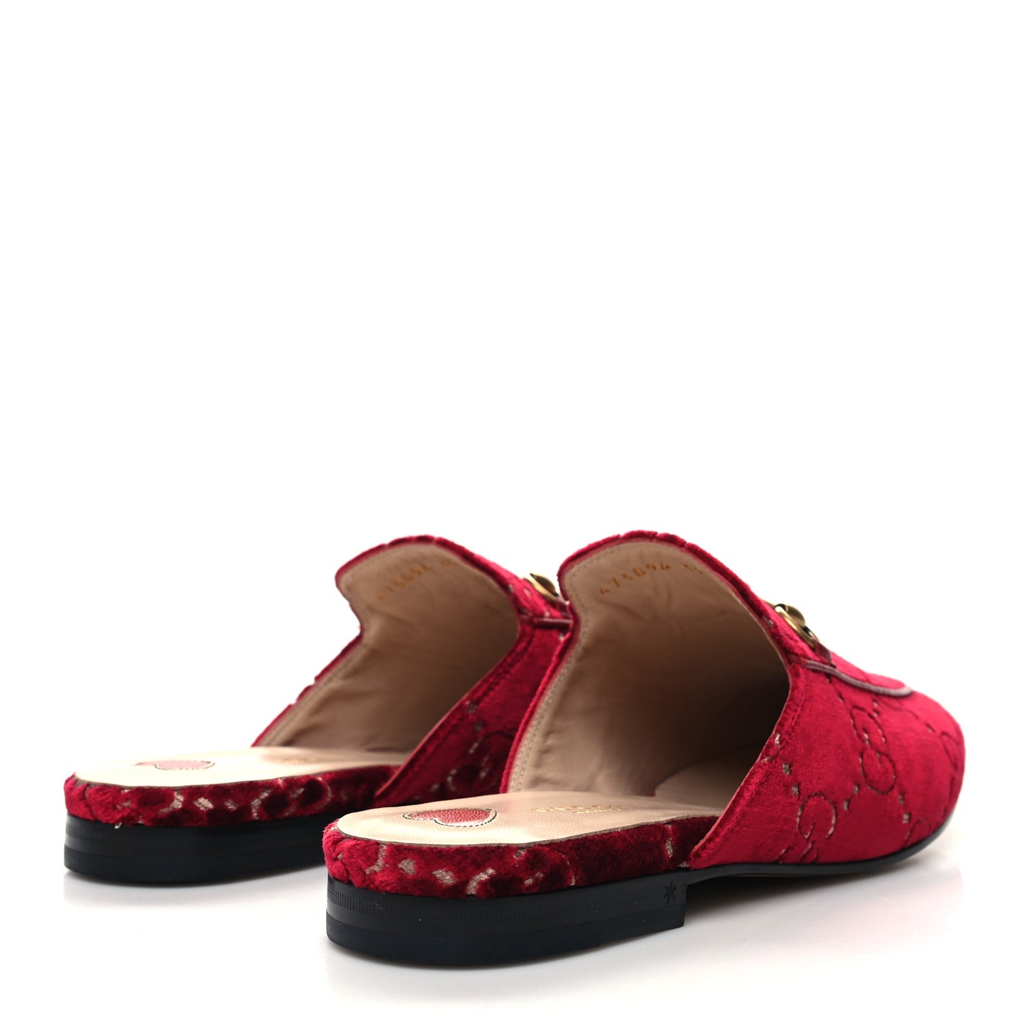 Velvet GG Monogram Womens Princetown Slippers 39 Red Cipria