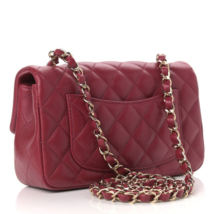 Chanel Lambskin Quilted Mini Rectangular Flap Burgundy 2 of 8