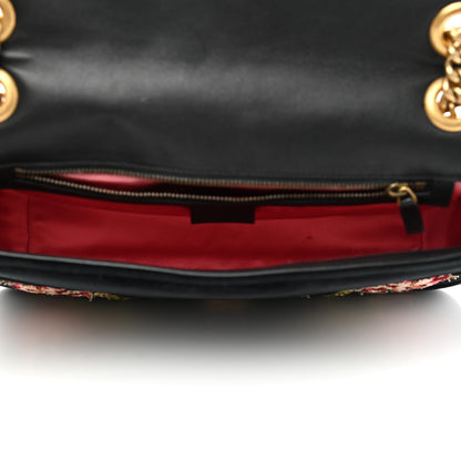 Gucci Velvet Matelasse Loved Embroidered Medium GG Marmont Shoulder Bag Black 5 of 10