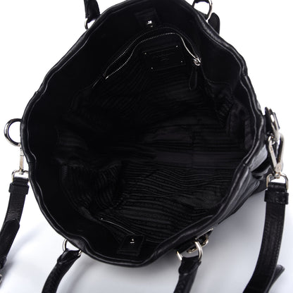 Prada Tessuto Nylon Soft Calfskin Tote Black 5 of 11