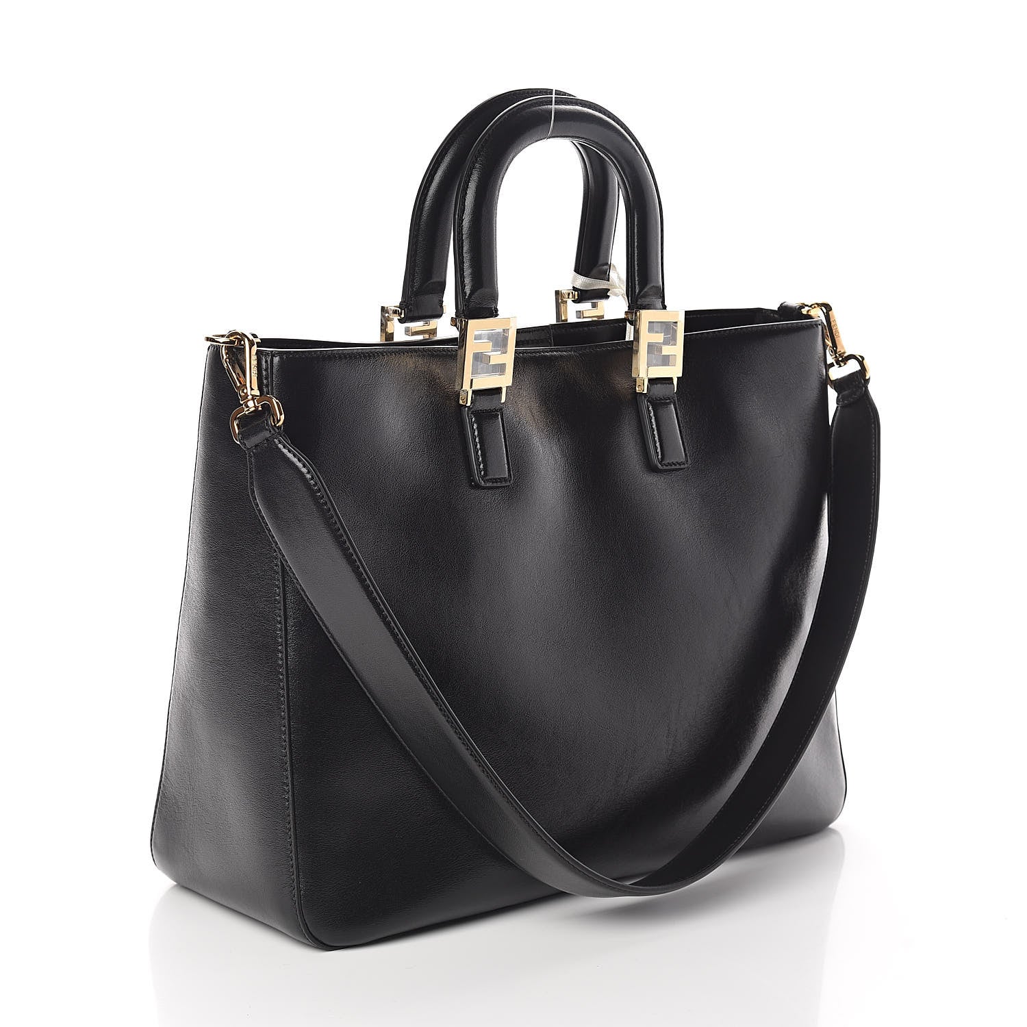 Fendi Vitello Glacier Medium FF Tote Black 3 of 8