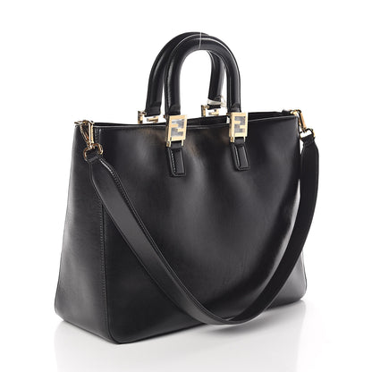 Fendi Vitello Glacier Medium FF Tote Black 3 of 8