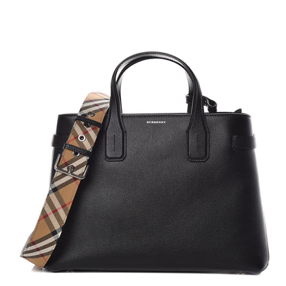 Burberry Derby Calfskin Medium Banner Tote Black 1 of 12
