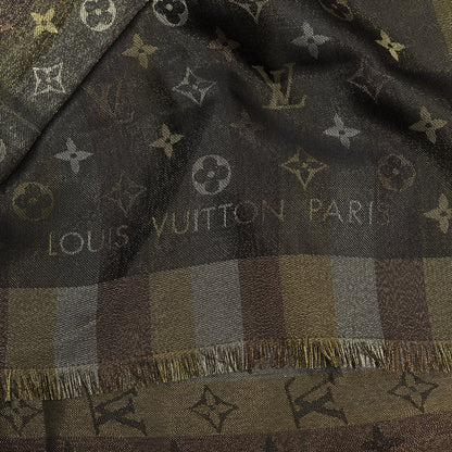 Louis Vuitton Silk Lurex Wool So Shine Monogram Shawl Black 2 of 3