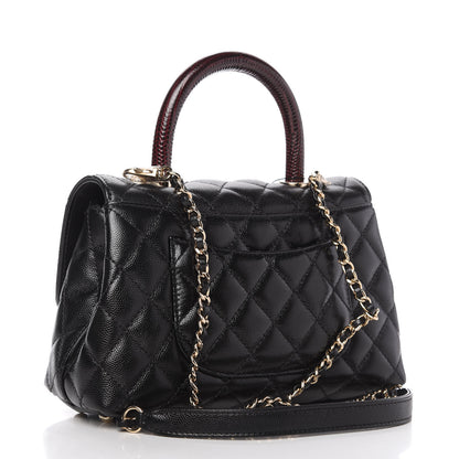 Chanel Caviar Lizard Embossed Quilted Mini Coco Handle Flap Black 3 of 11