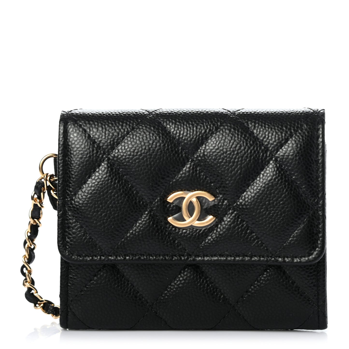 Caviar Quilted Miss Coco Clutch With Chain Black