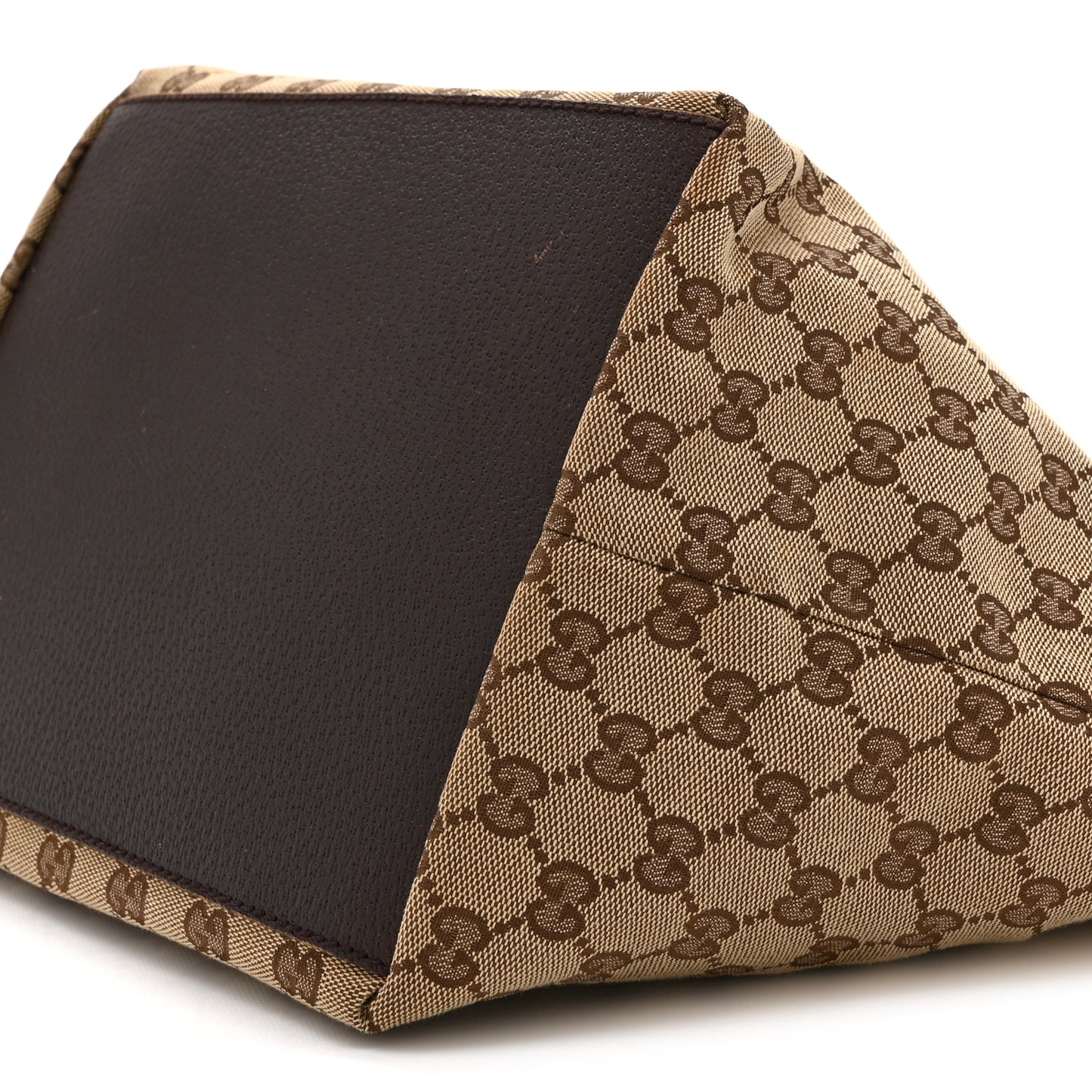 GG Monogram Medium Web Handle Bucket Tote Dark Brown