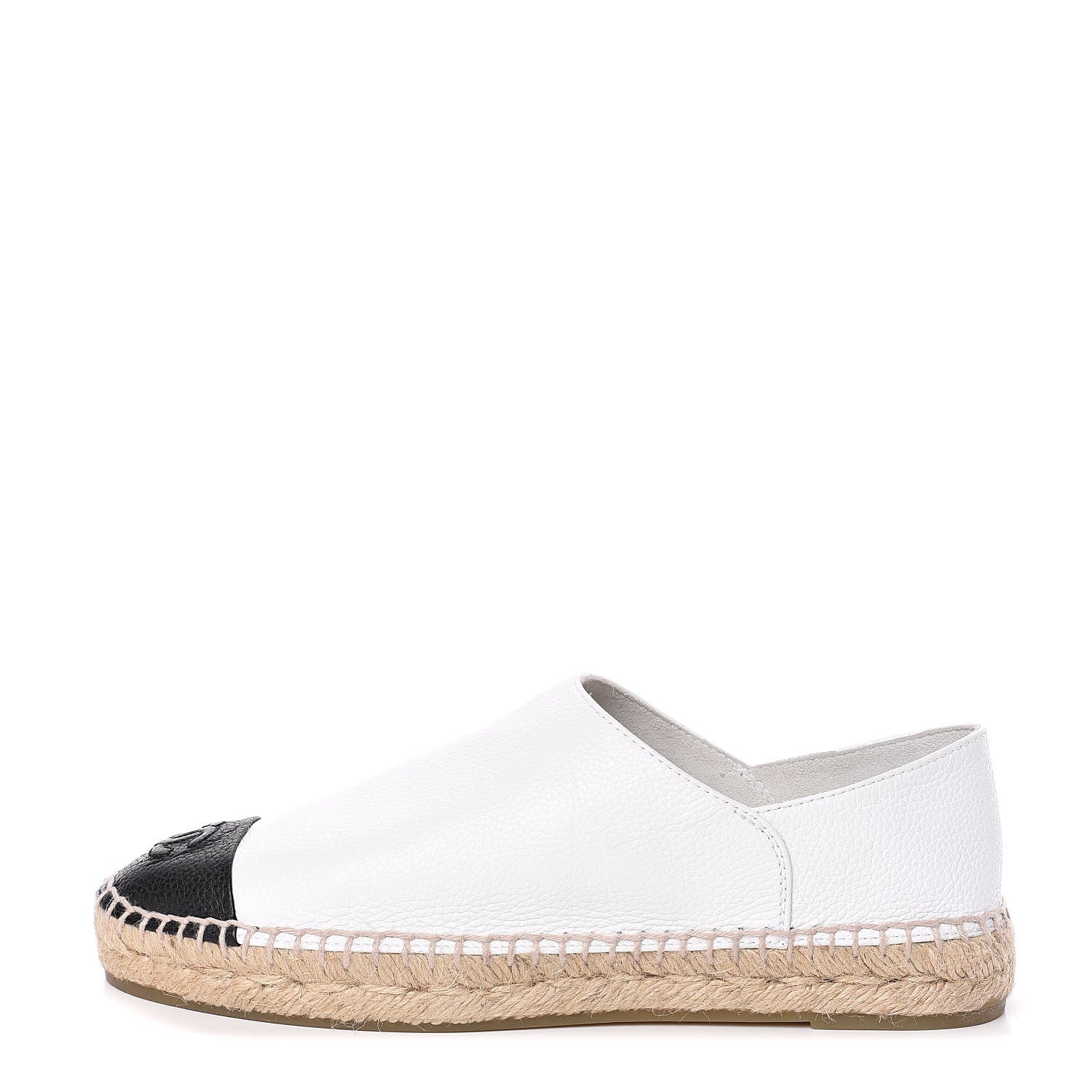 Chanel Grained Calfskin CC Espadrilles 38 White Black 1 of 10