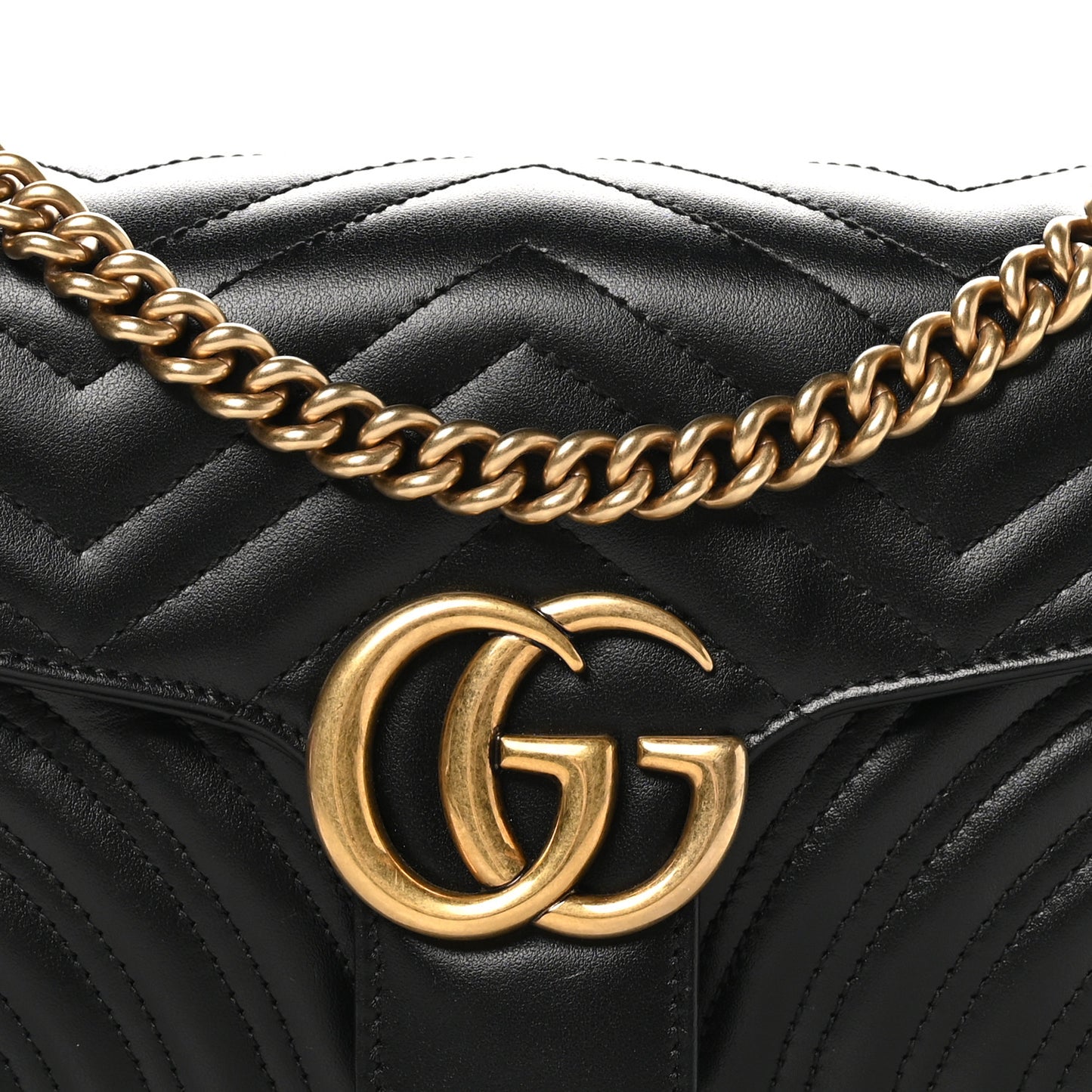Calfskin Matelasse Small GG Marmont Shoulder Bag Black