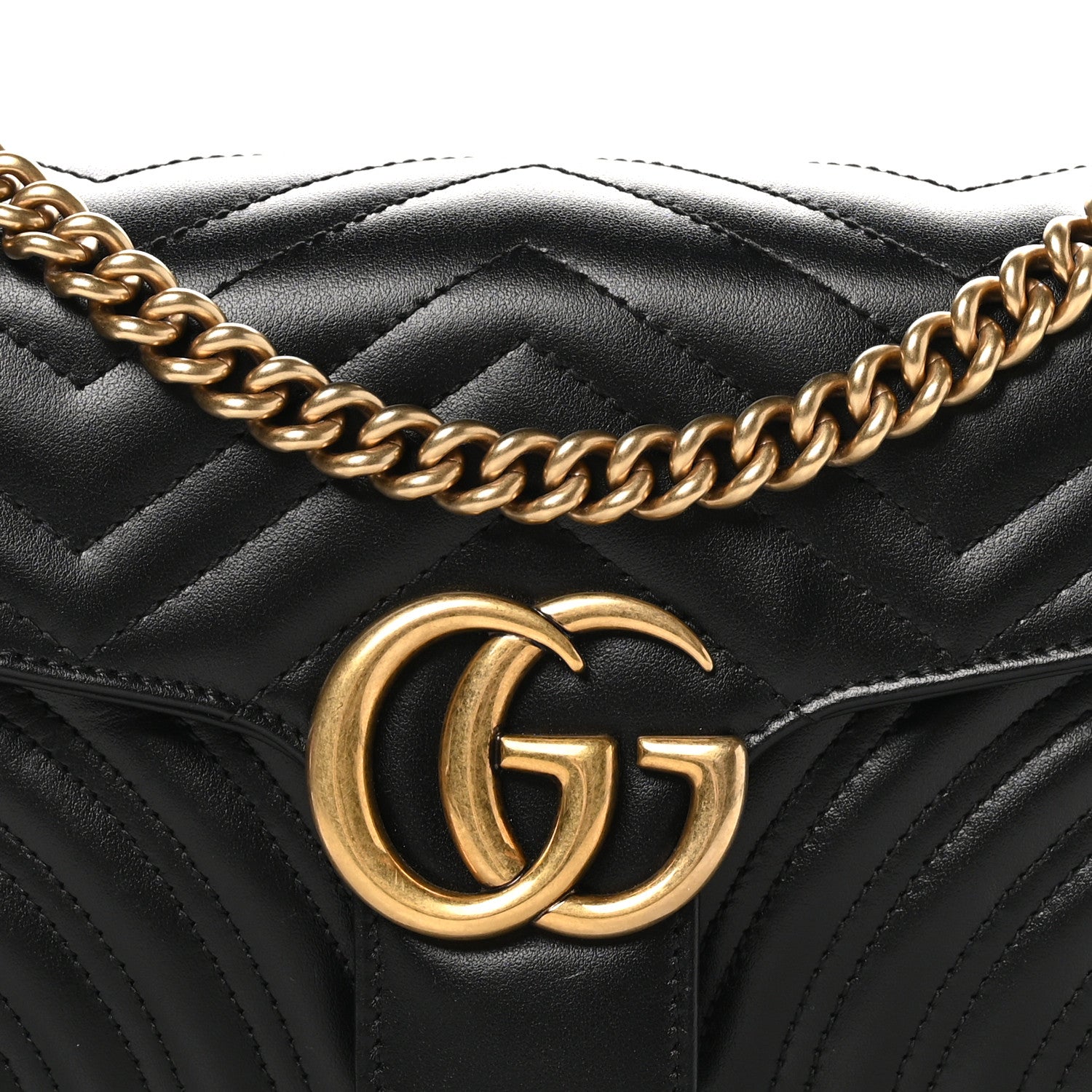 Gucci Calfskin Matelasse Small GG Marmont Shoulder Bag Black 9 of 13