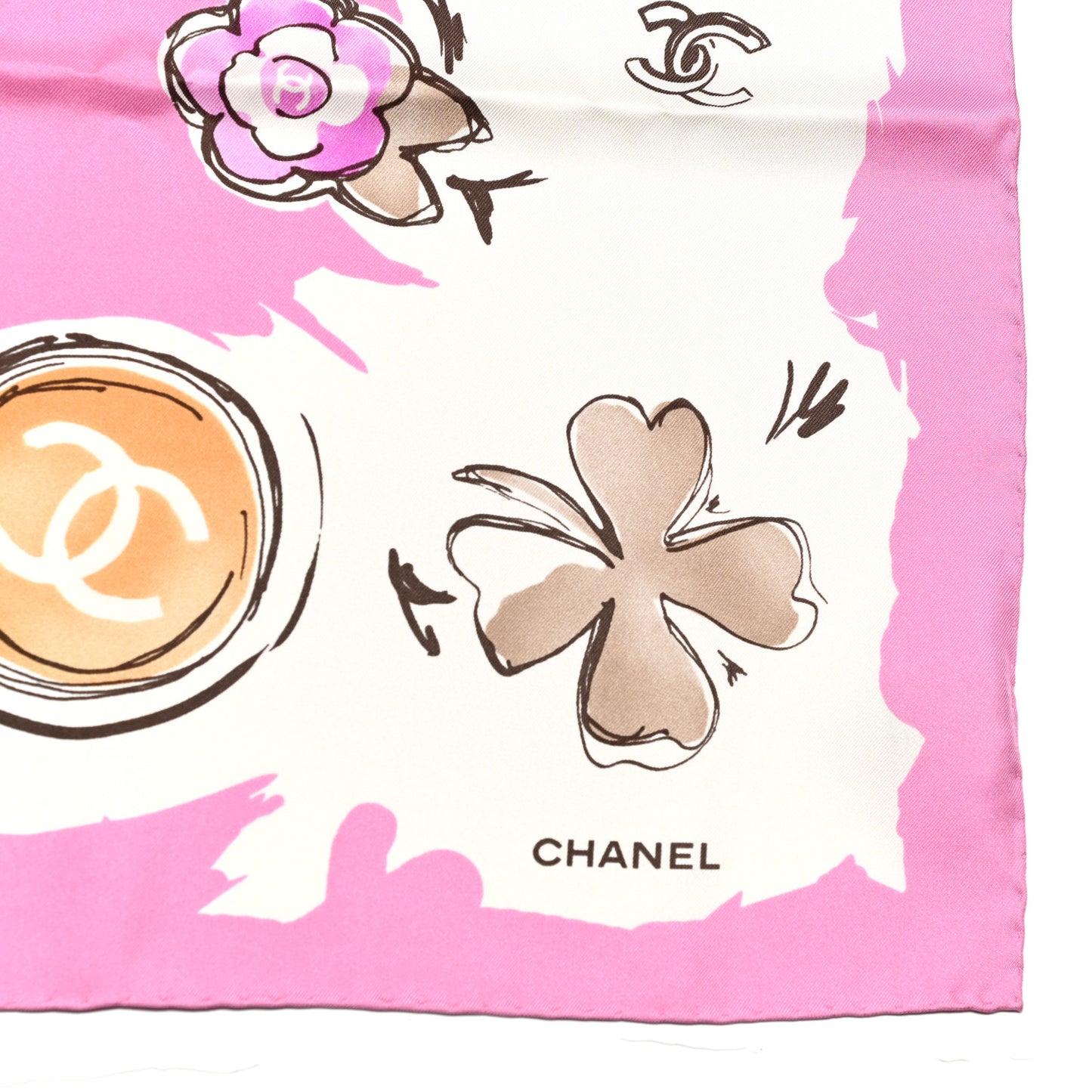 Silk CC Floral Square Scarf Pink Multicolor