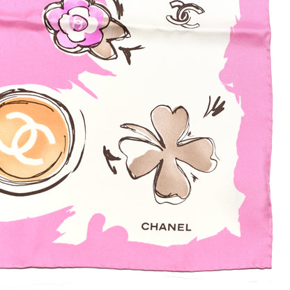 Chanel Silk CC Floral Square Scarf Pink Multicolor 2 of 4