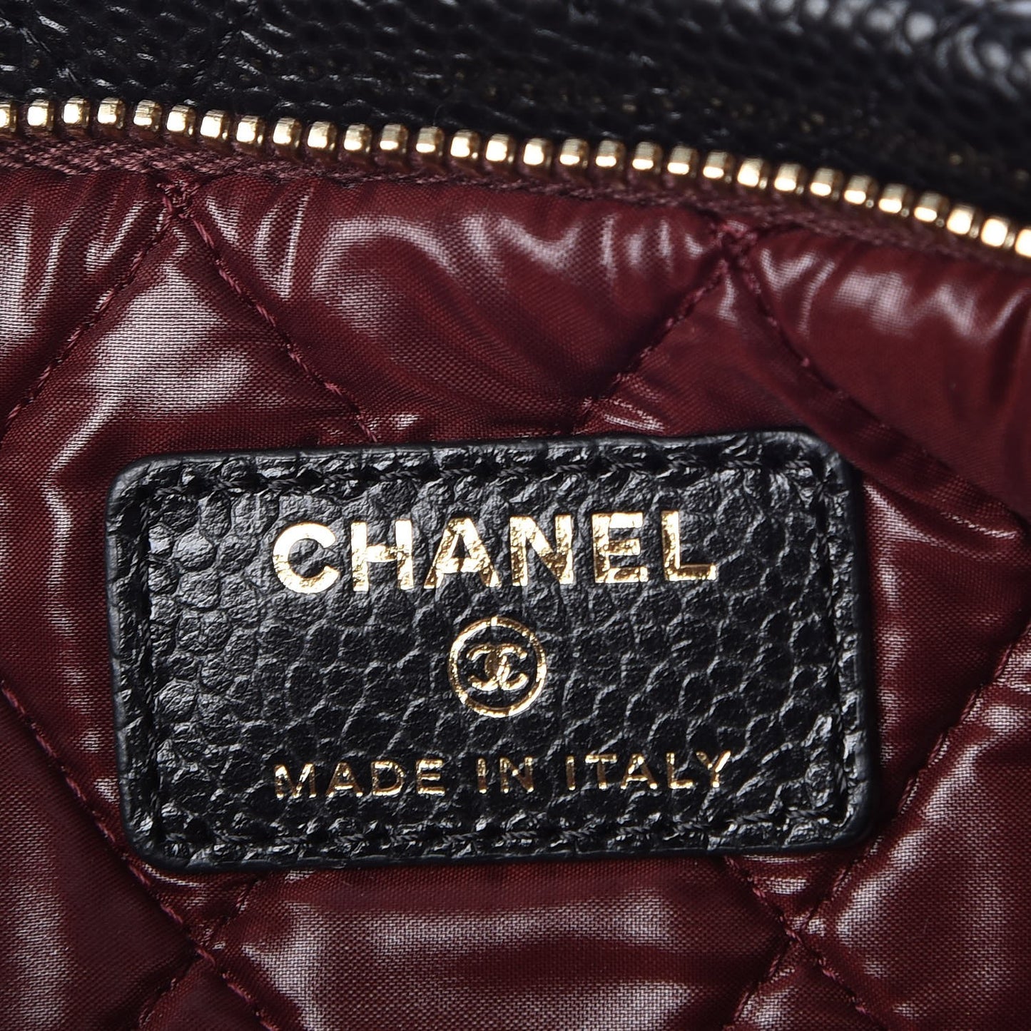 Caviar Quilted CC Beauty Clutch Black
