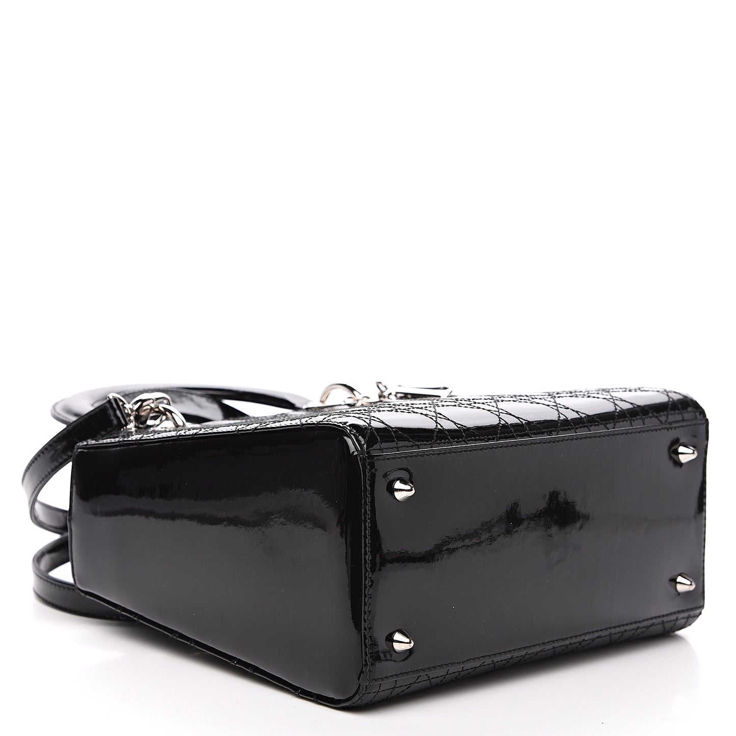 Patent Cannage Stitched Medium Lady Dior Black