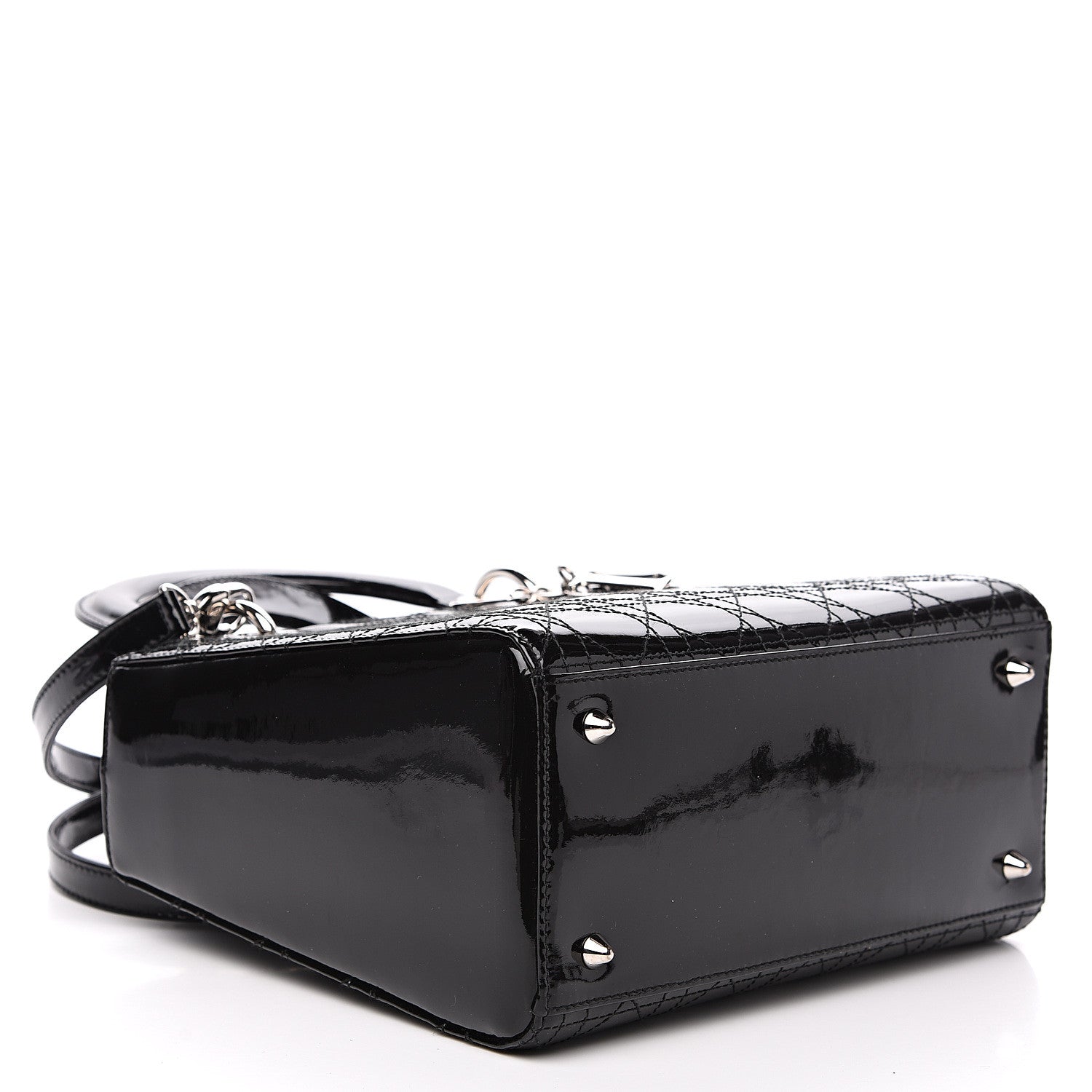 Christian Dior Patent Cannage Stitched Medium Lady Dior Black 3 of 9