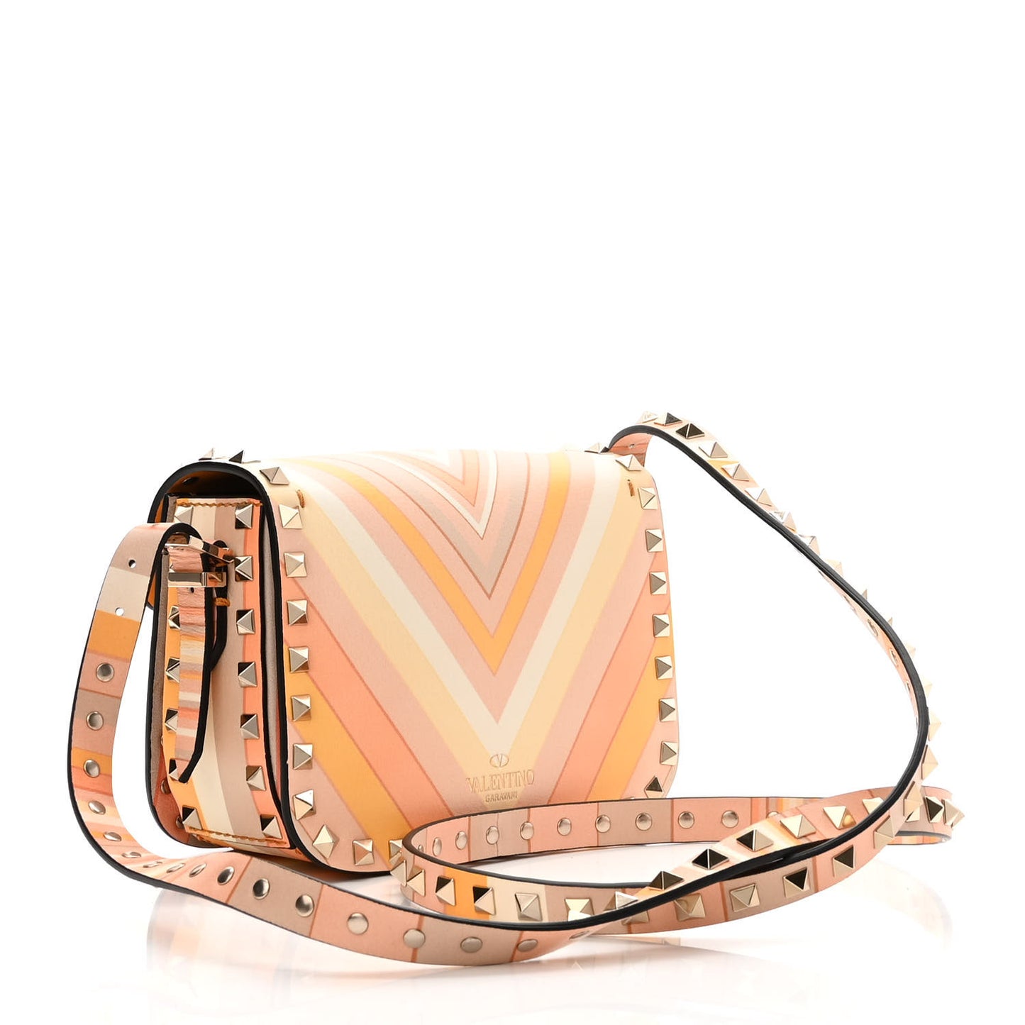 Vitello Native Couture 1975 Rockstud Crossbody Bag Mandarin Sorbet