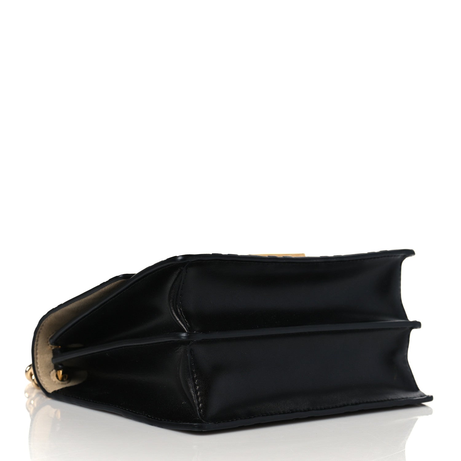 Fendi Vitello Liberty Bi-Color FF 1974 Embossed Small Kan U Shoulder Bag Maya Black 4 of 10