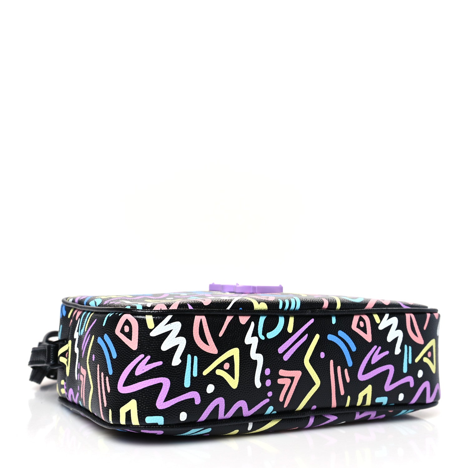 Saint Laurent Grain De Poudre Medium Classic Monogram Multicolor Graphic Print Lou Camera Bag Black 4 of 9