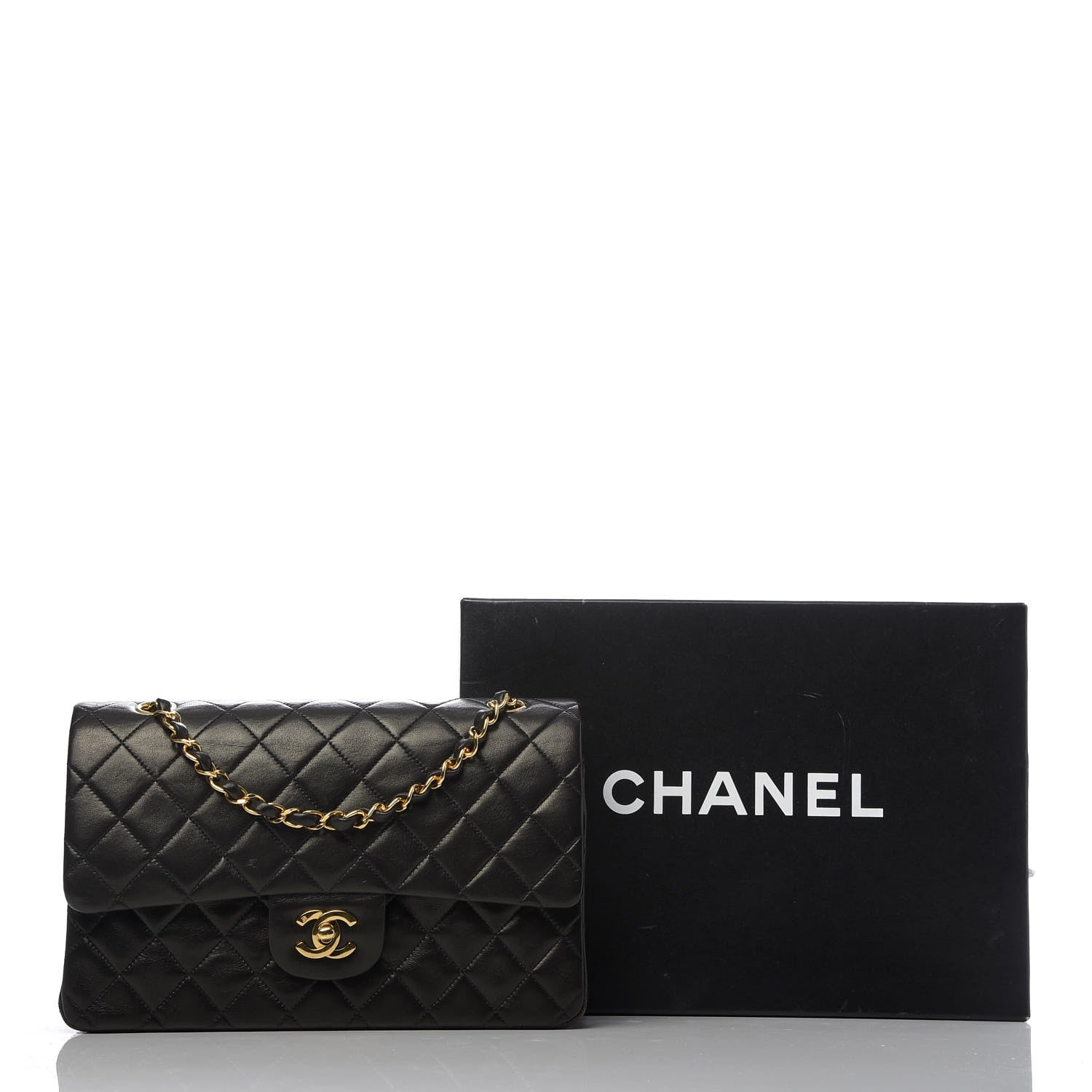 Chanel Lambskin Quilted Medium Double Flap Black 10 of 10
