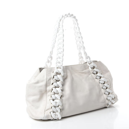 Chanel Calfskin Modern Chain Rhodoid East West Tote White 3 of 12