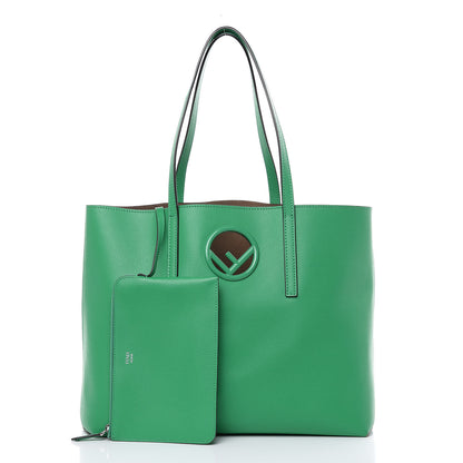 Fendi Vitello Vienna Enamel F is Fendi Shopping Tote Green Taupe 3 of 11