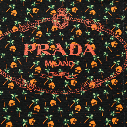 Prada Canapa Palm Tree Print Logo Tote Black 9 of 12