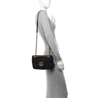 Gucci Calfskin Matelasse Small GG Marmont Shoulder Bag Black 2 of 10