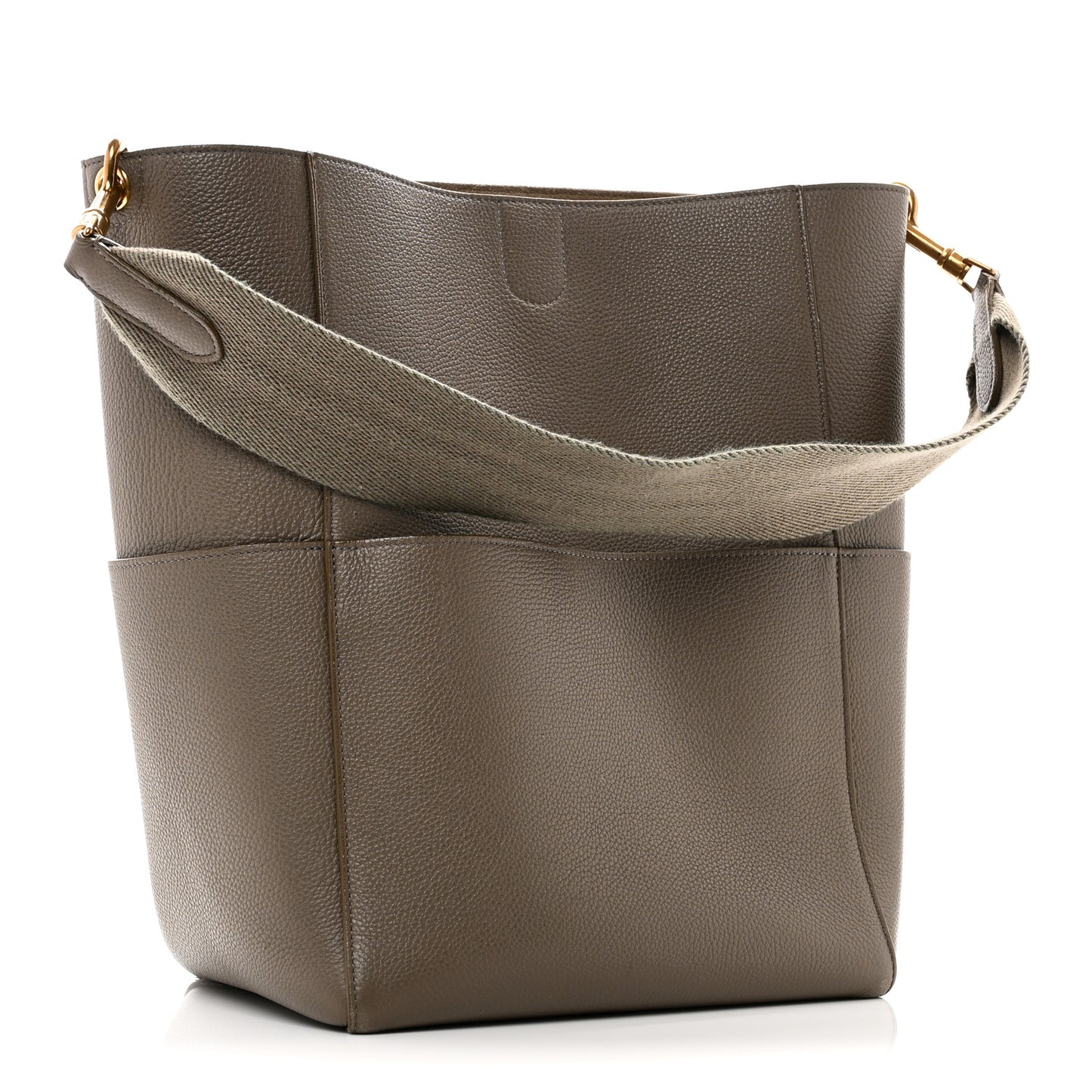 Soft Grained Calfskin Sangle Bucket Bag Taupe