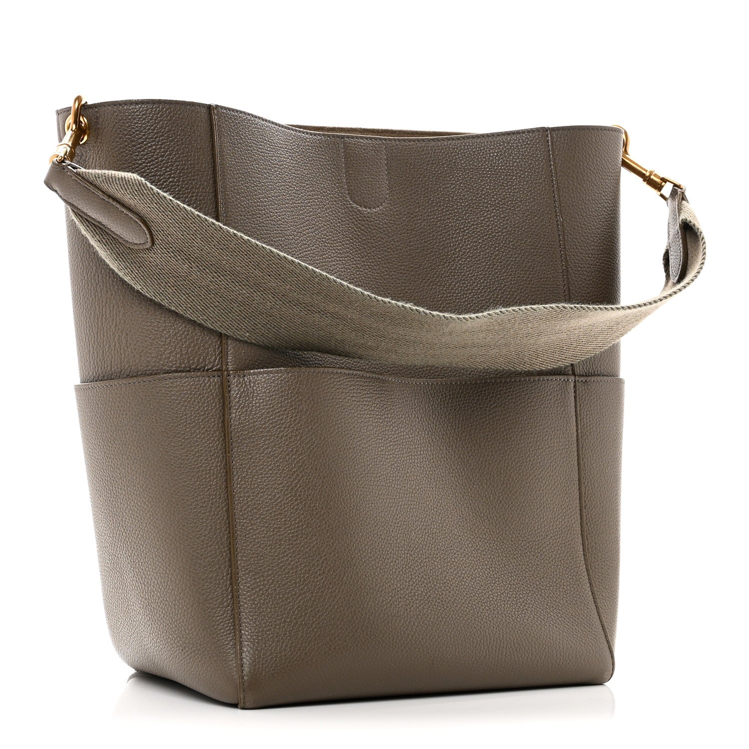 Celine Soft Grained Calfskin Sangle Bucket Bag Taupe 3 of 10