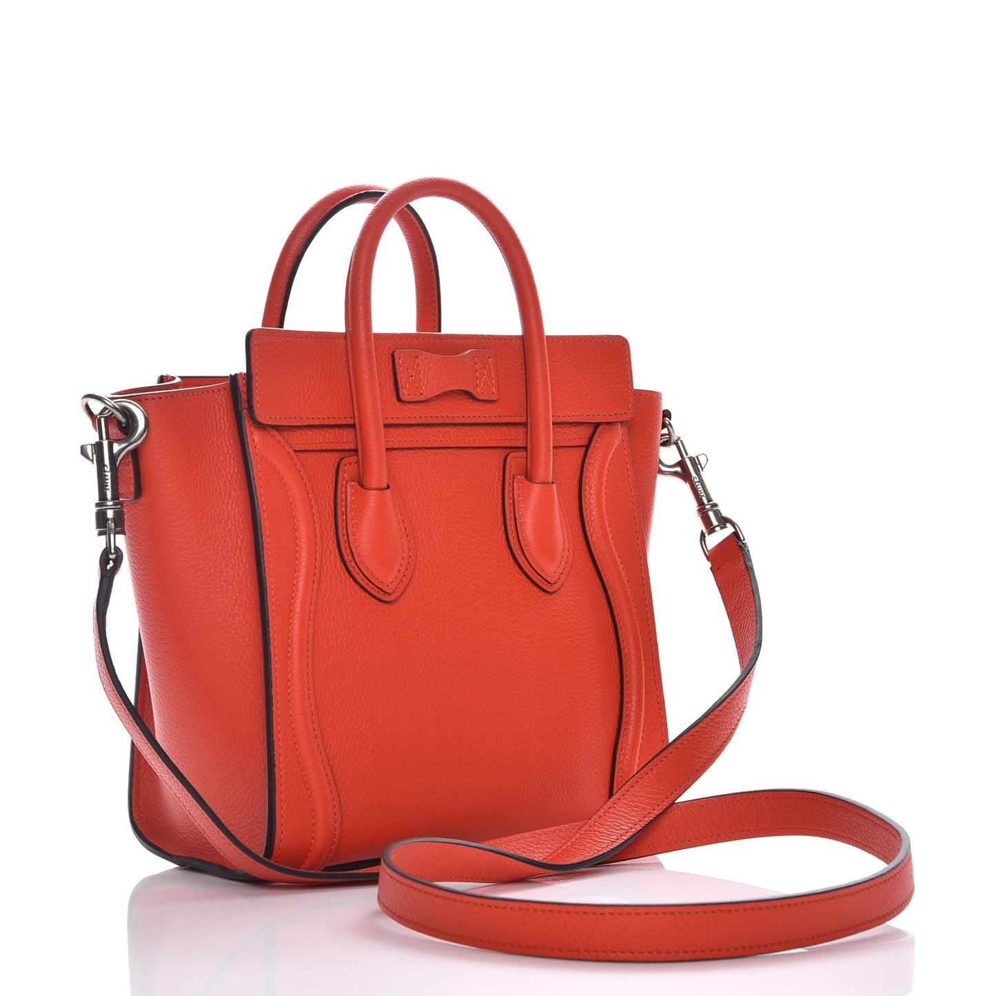 Drummed Calfskin Nano Luggage Vermillion