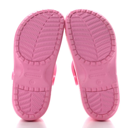 Balenciaga X CROCS Rubber Textured Womens Platform Sandals 37 Rose Bonbon 5 of 7