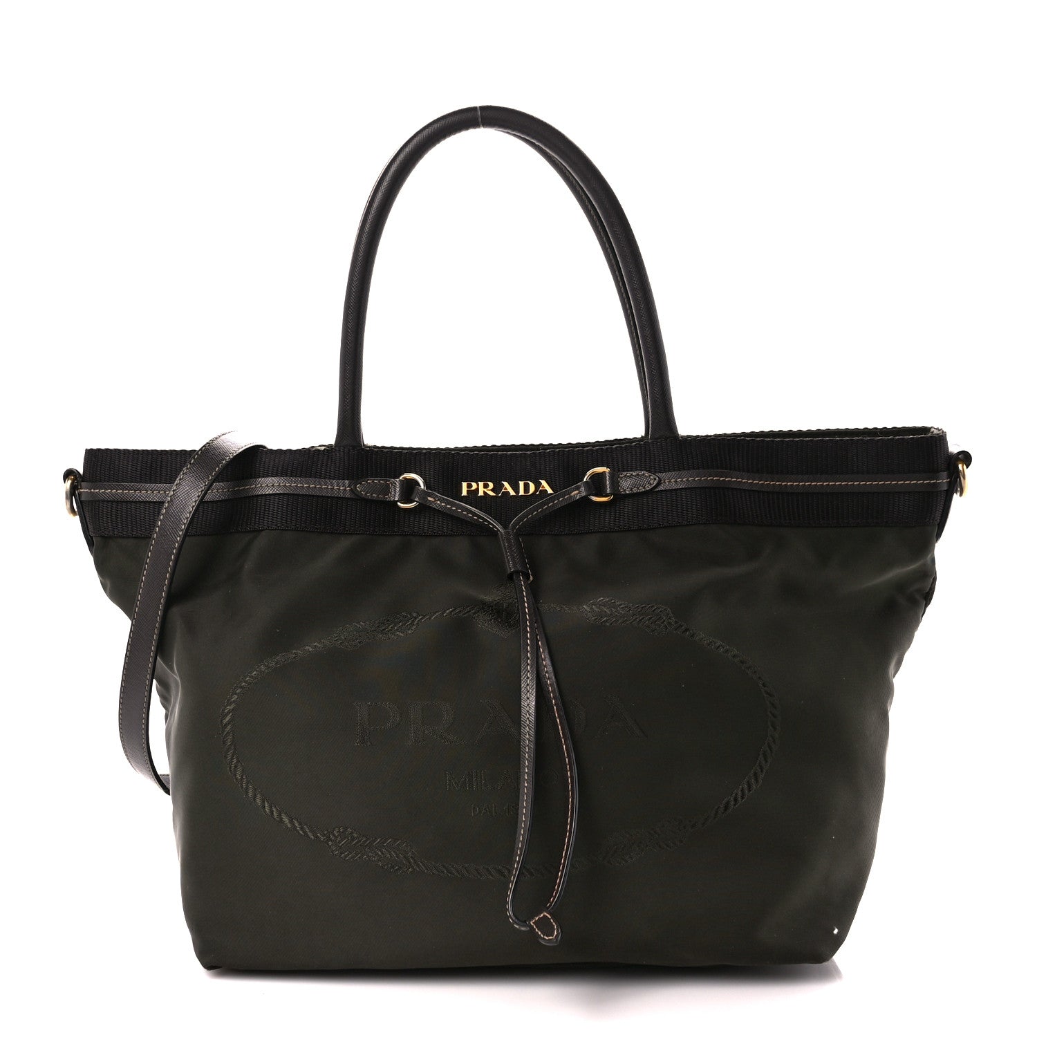 Prada Nylon Jacquard Logo Tote Corda Militaire 1 of 15