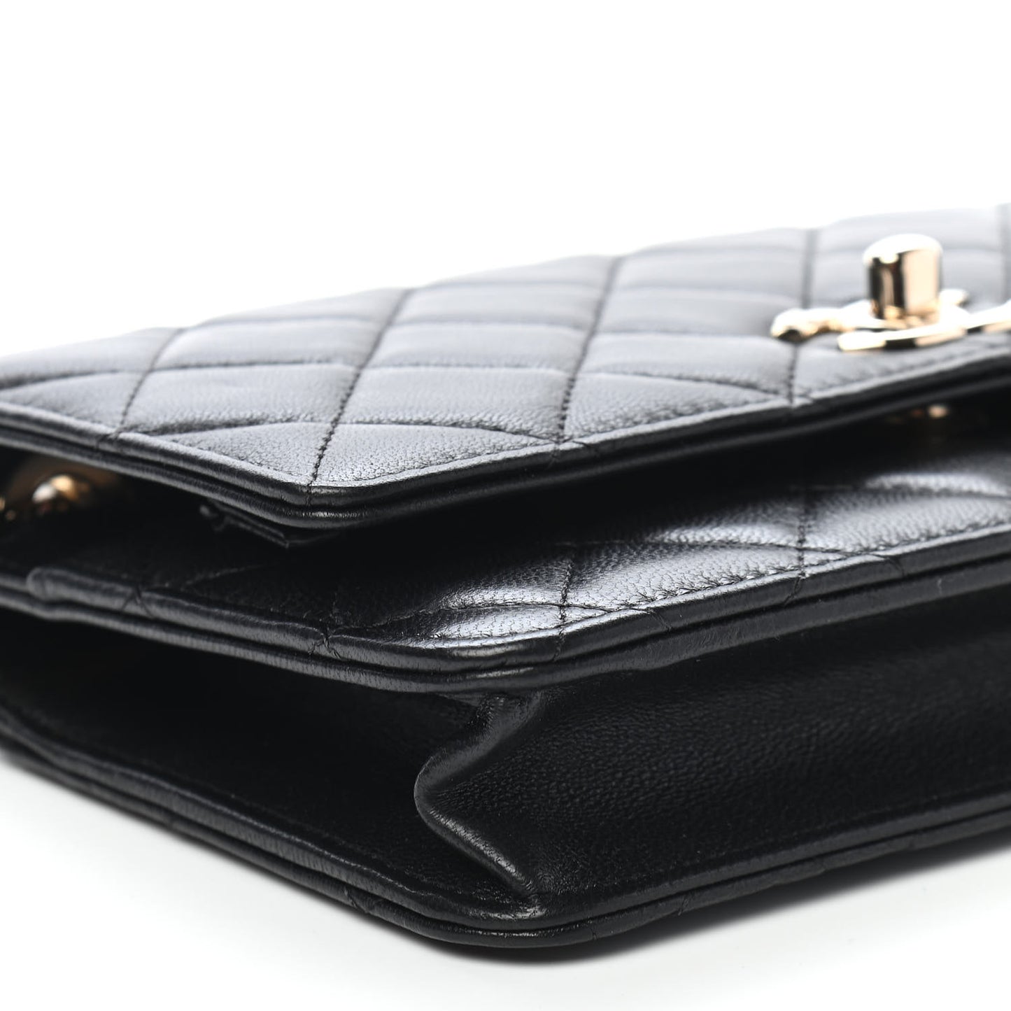 Lambskin Quilted Trendy CC Wallet On Chain WOC Black