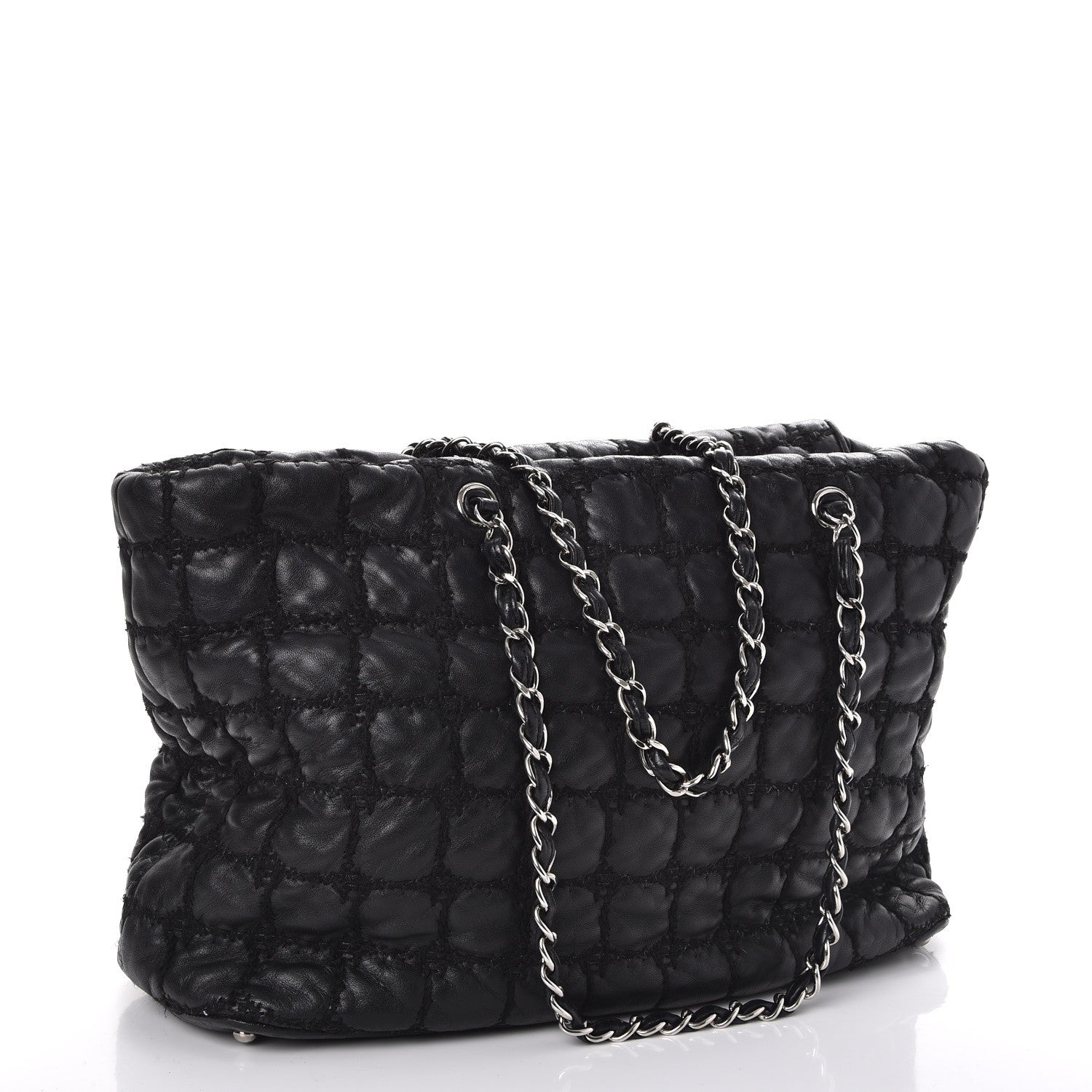 Chanel Lambskin Tweed Double Stitch Tote Black 3 of 7
