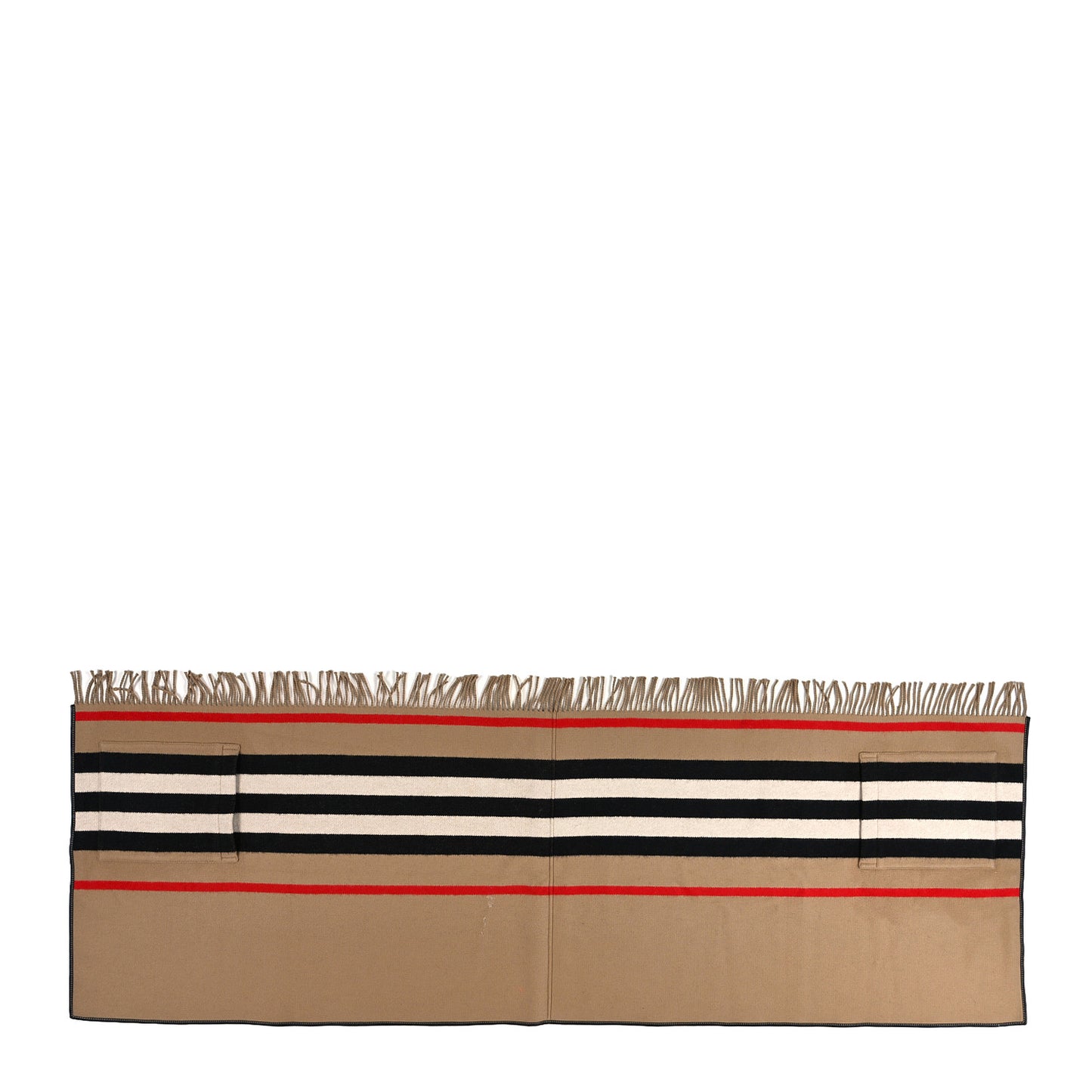 Cashmere Wool Icon Stripe Pocket Scarf Archive Beige
