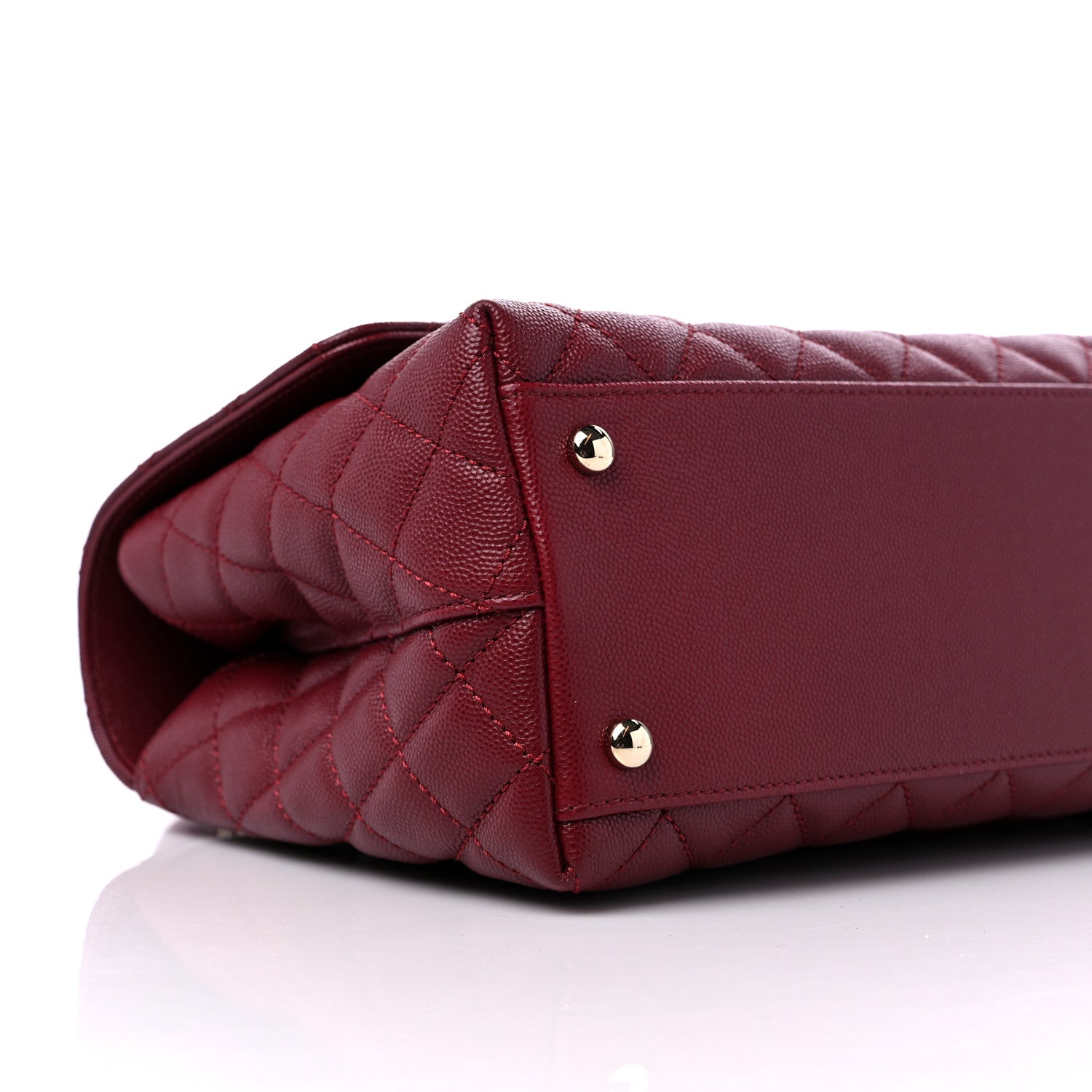 Chanel Caviar Lizard Embossed Quilted Small Coco Handle Flap Burgundy 8 of 9