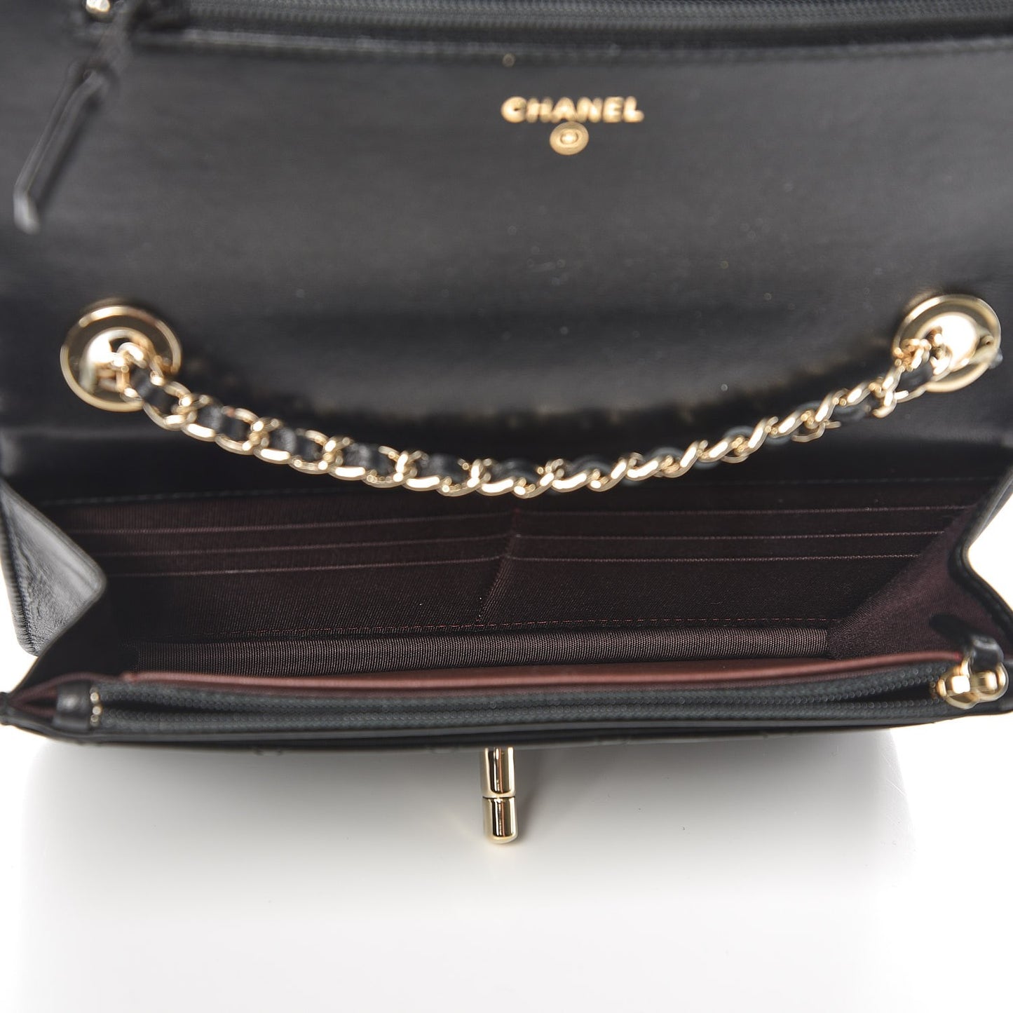 Lambskin Quilted Trendy CC Wallet On Chain WOC Black