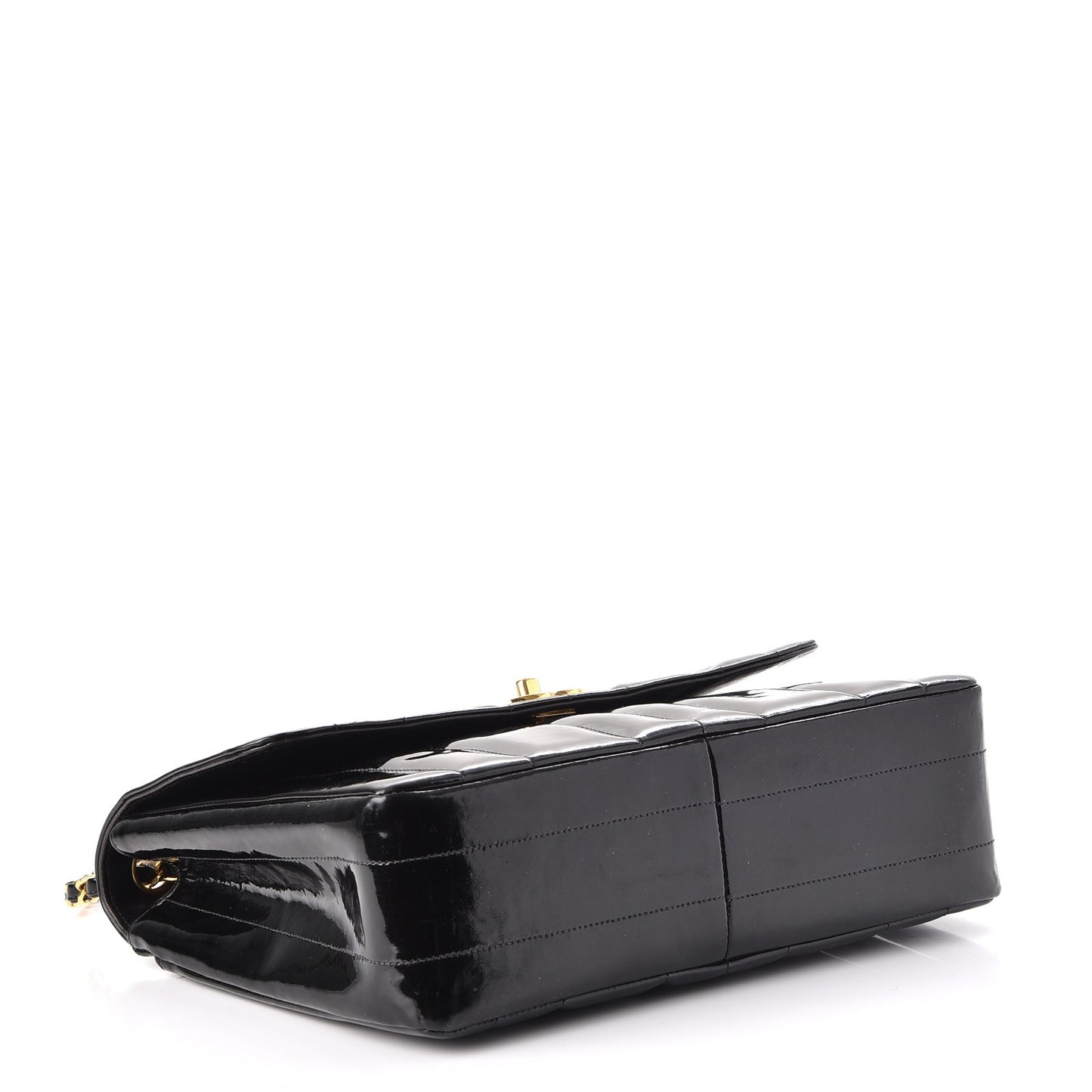 Patent Vertical Quilted Medium Single Flap Black