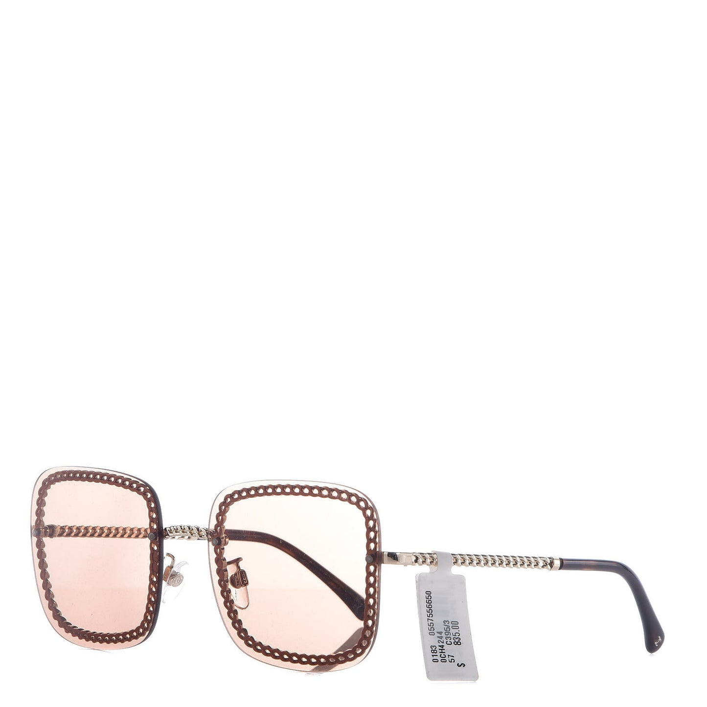 Metal Removable Chain Square Sunglasses 4244 Light Brown