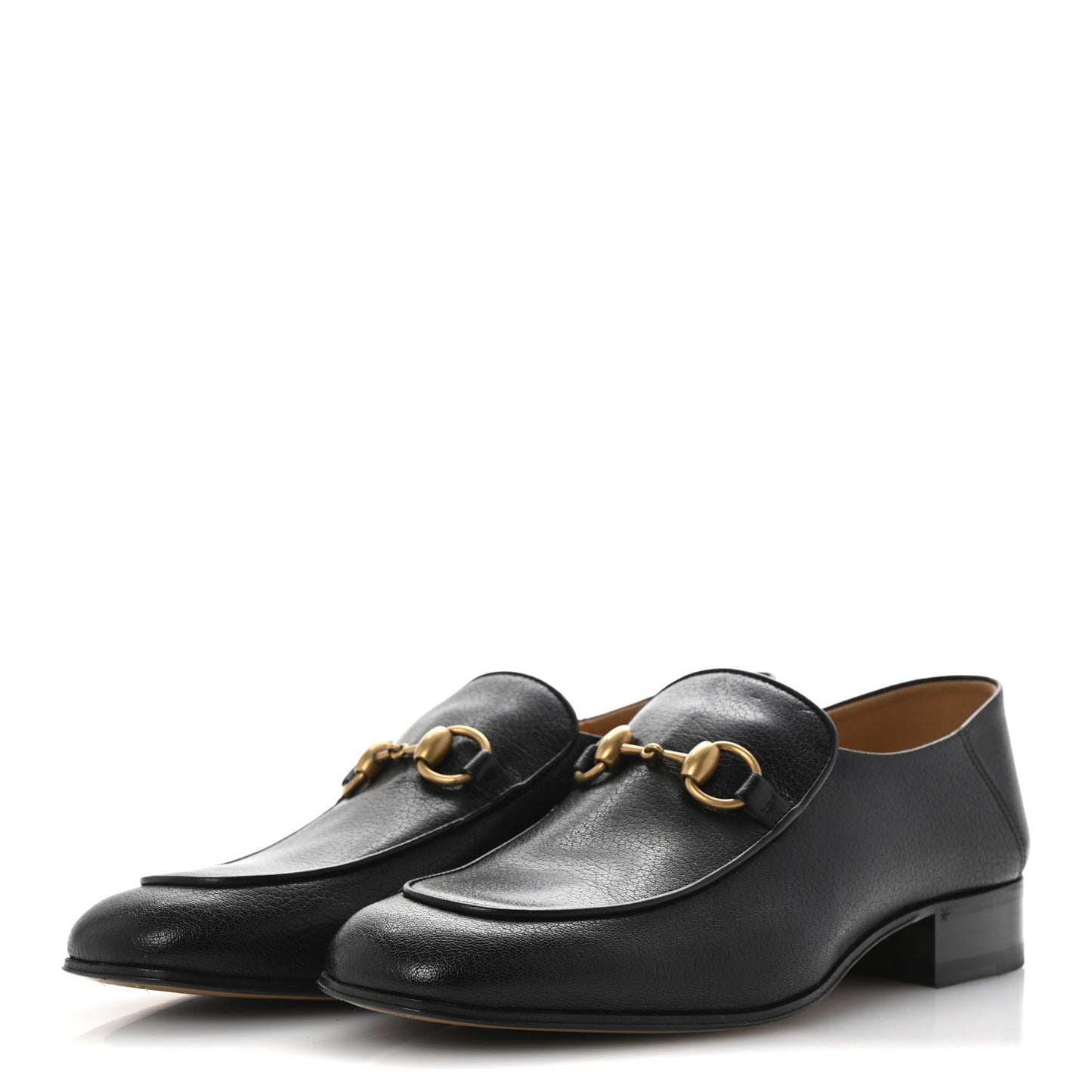 Goatskin Womens Horsebit Mid-Heel Loafers 39.5 Black