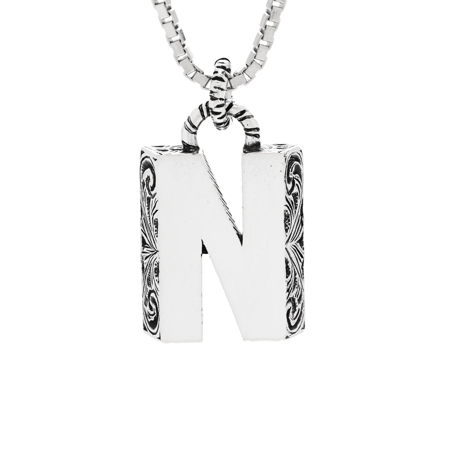 Sterling Silver Letter N Pendant Necklace