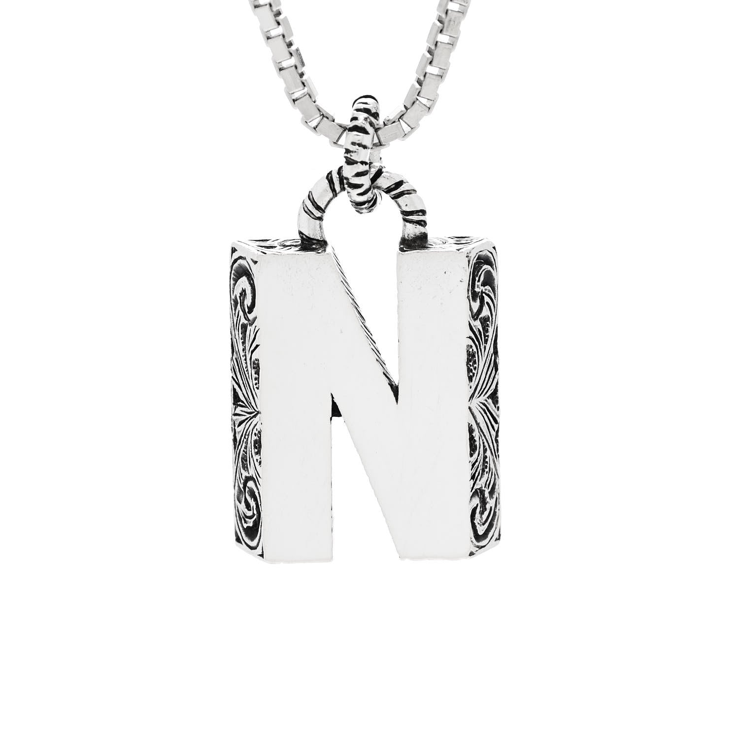 Gucci Sterling Silver Letter N Pendant Necklace 4 of 7