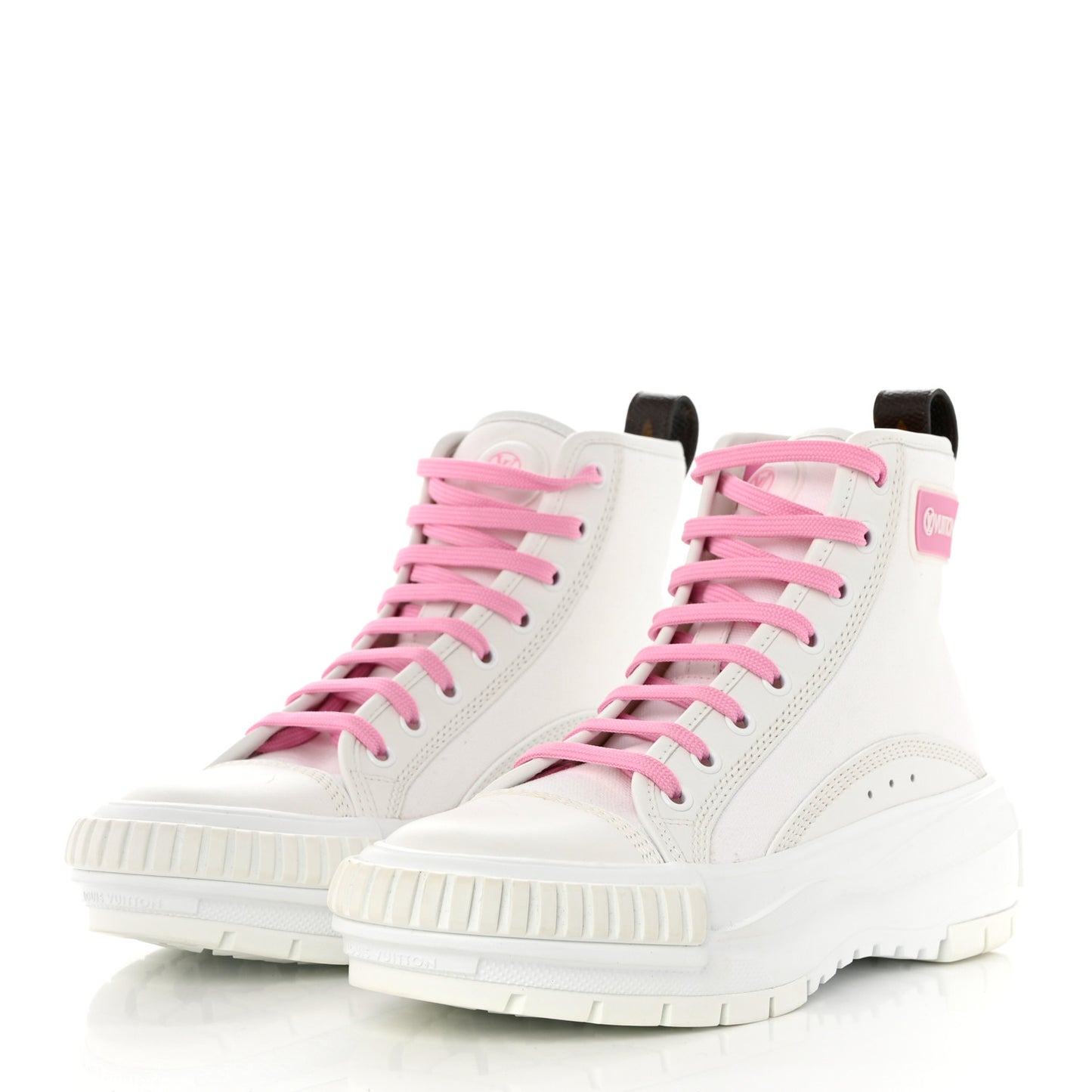 Canvas Monogram LV Squad Sneaker Boots 36.5 White Pink