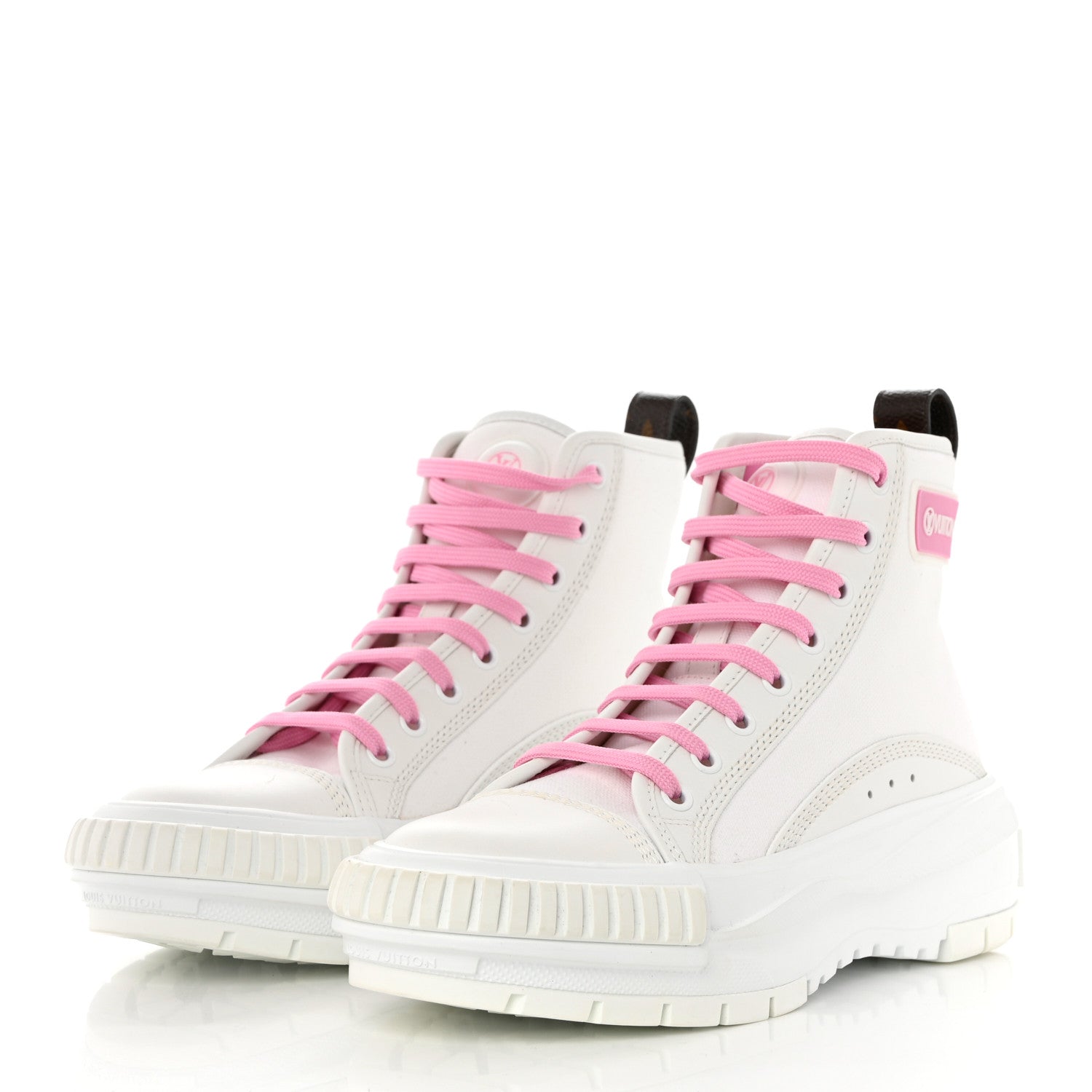 Louis Vuitton Canvas Monogram LV Squad Sneaker Boots 36.5 White Pink 3 of 8